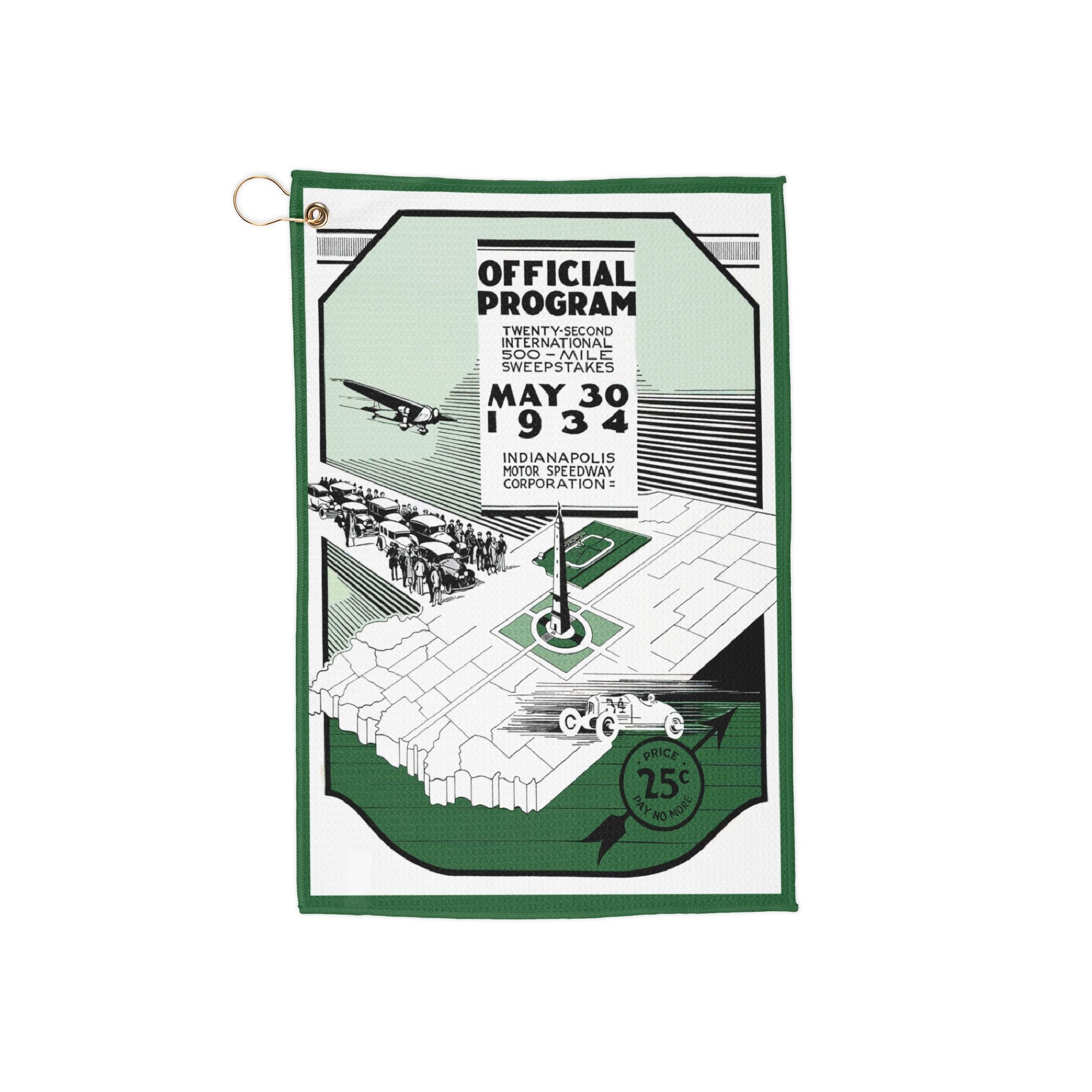 Vintage 1934 Racing Indy 500 Golf Towel - Retro Car Enthusiast Gift, Sports Fan Accessory, Golf Course Essential, Father's Day Present
