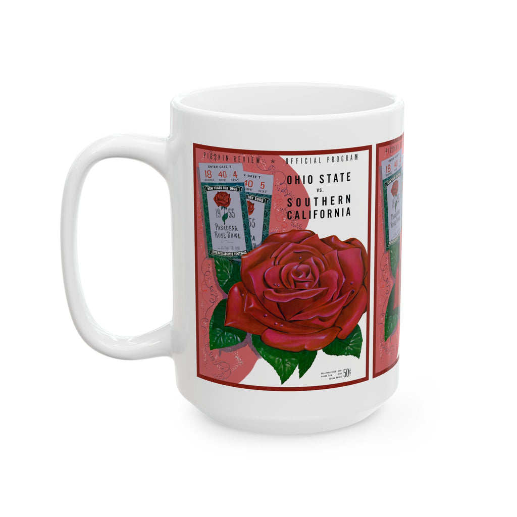 Vintage 1955 Rose Bowl Football Program USC - Ohio State Ceramic Mug, Sports Fan Gift, Coffee Cup, Tea Mug, Unique College Football