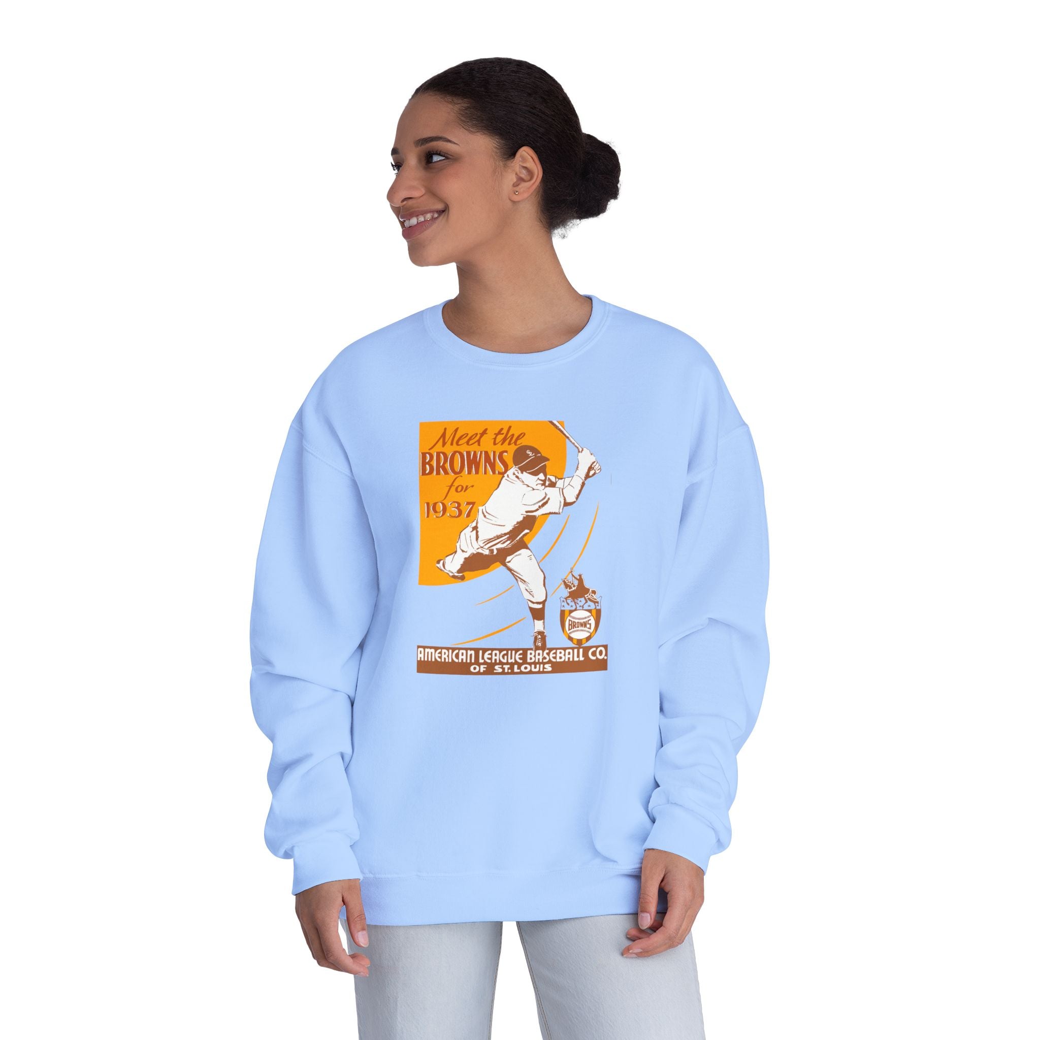 1937 Vintage St. Louis Browns Baseball Media Guide Cover - Unisex NuBlend® Crewneck Sweatshirt