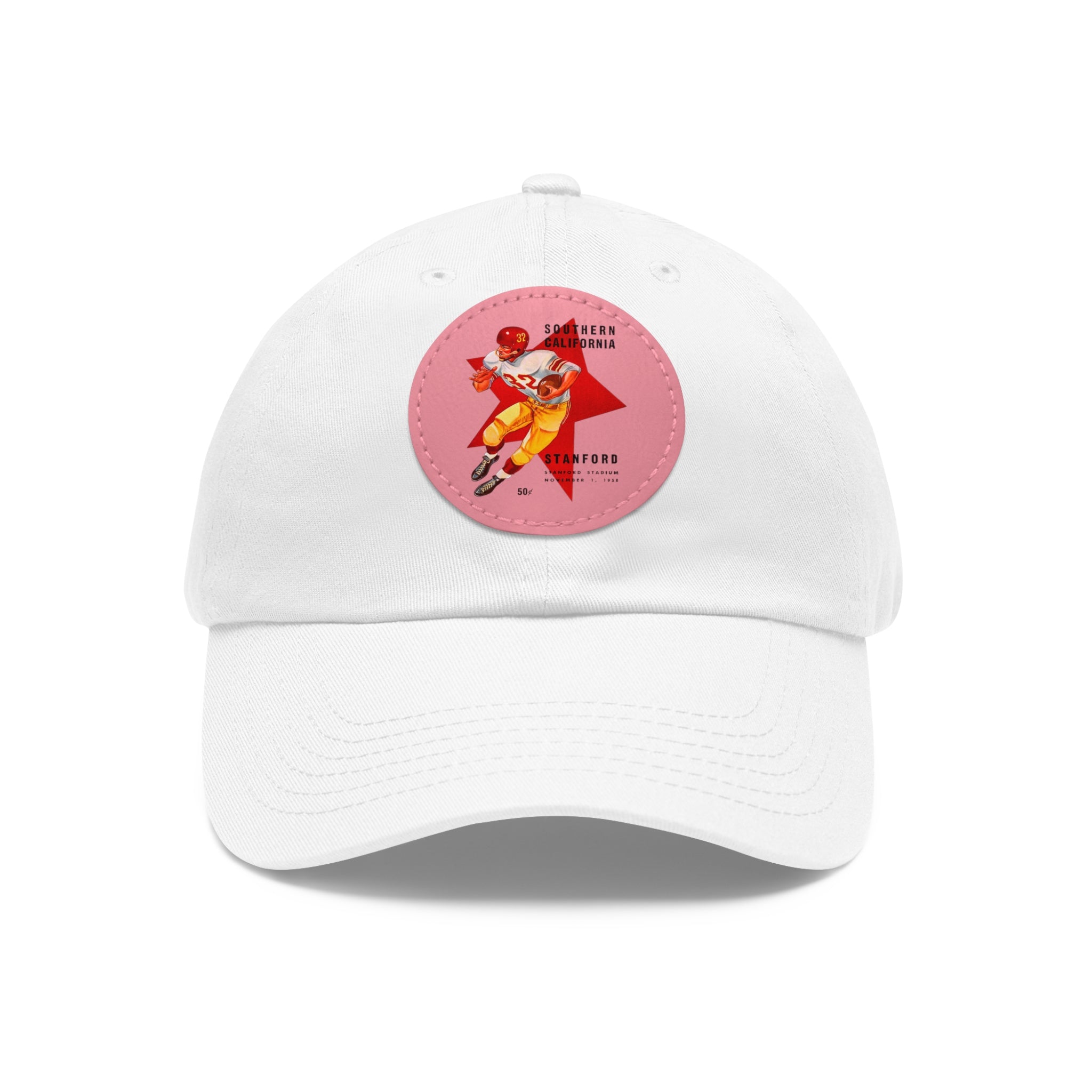 1958 Vintage USC Trojans - Stanford Football Program Cover  - Dad Hat with Leather Patch (Round)