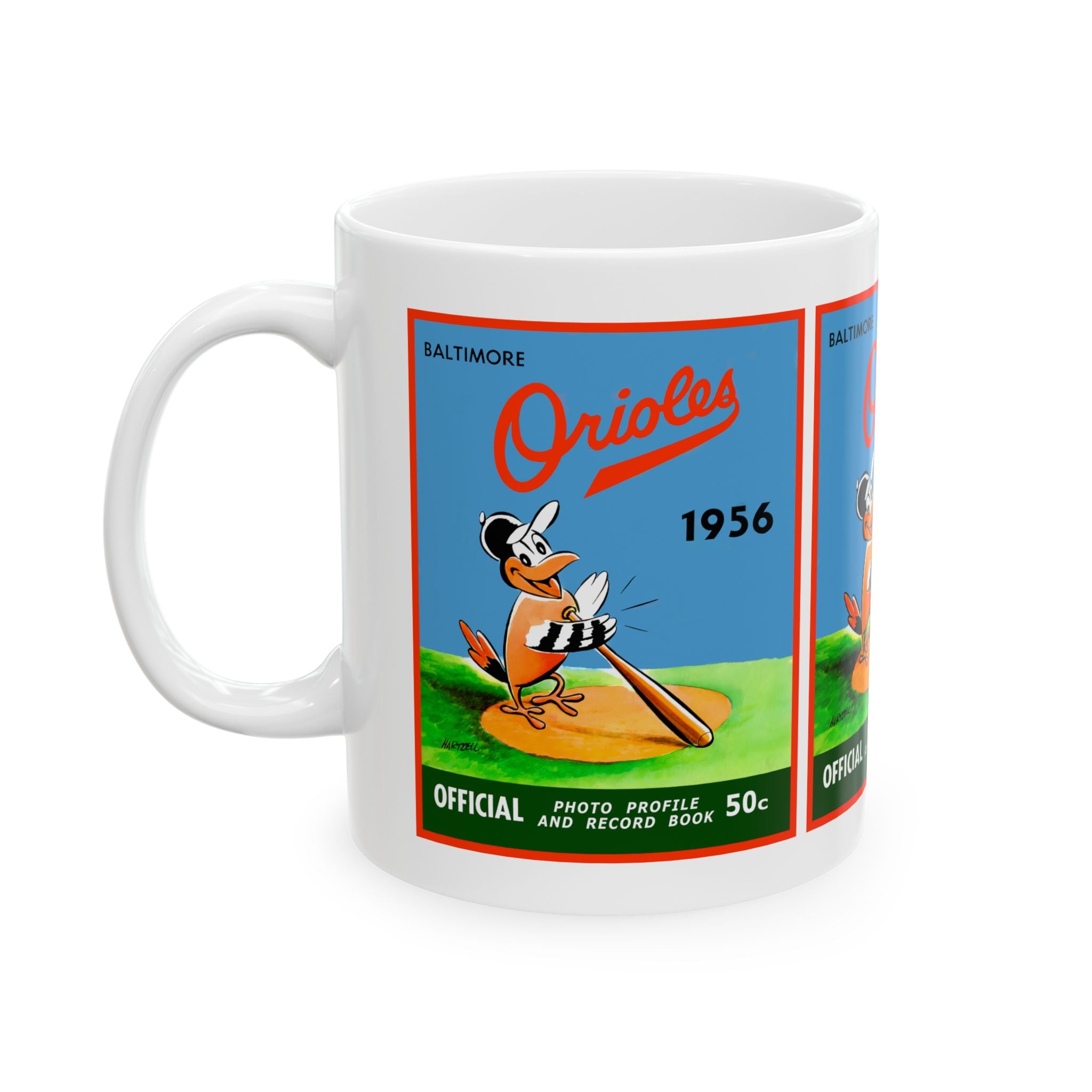 Vintage 1956 Baseball Baltimore Orioles Yearbook Ceramic Mug, Gift for Baseball Fans, Sports Memorabilia Drinkware, Coffee Cup, Unique Retro