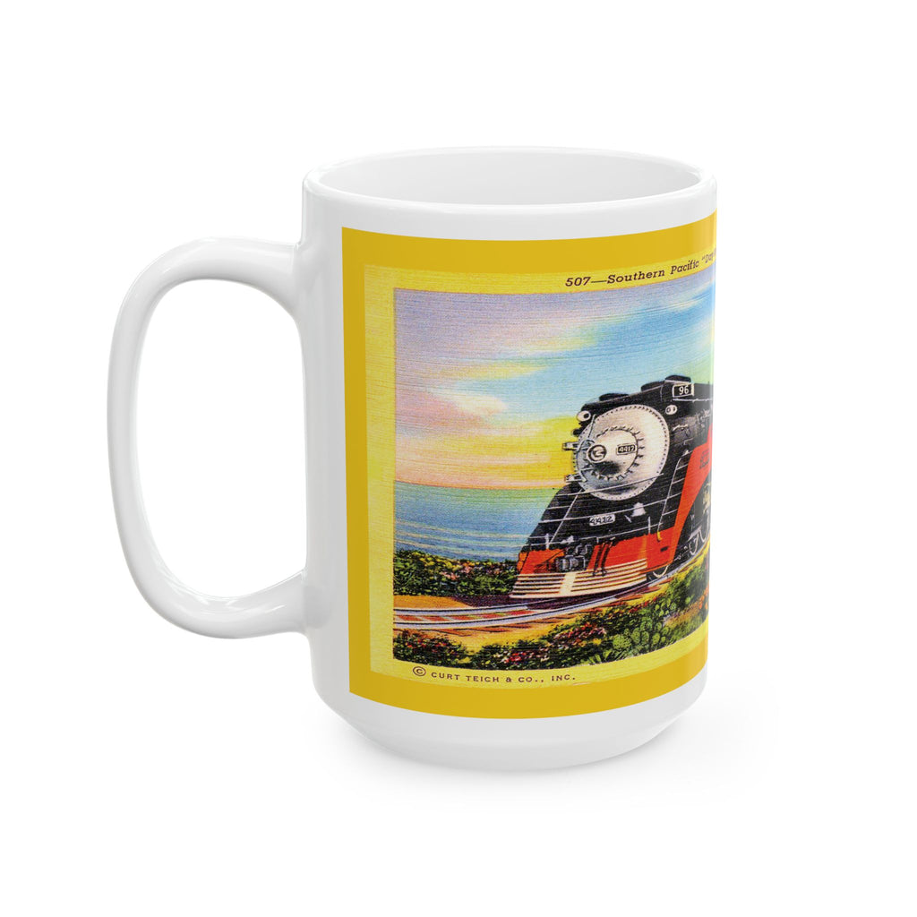 Vintage Southern Pacific Railroad Postcard Ceramic Mug, 11oz, 15oz - Daylight Coastline, Gift for Train Enthusiasts, Railroad
