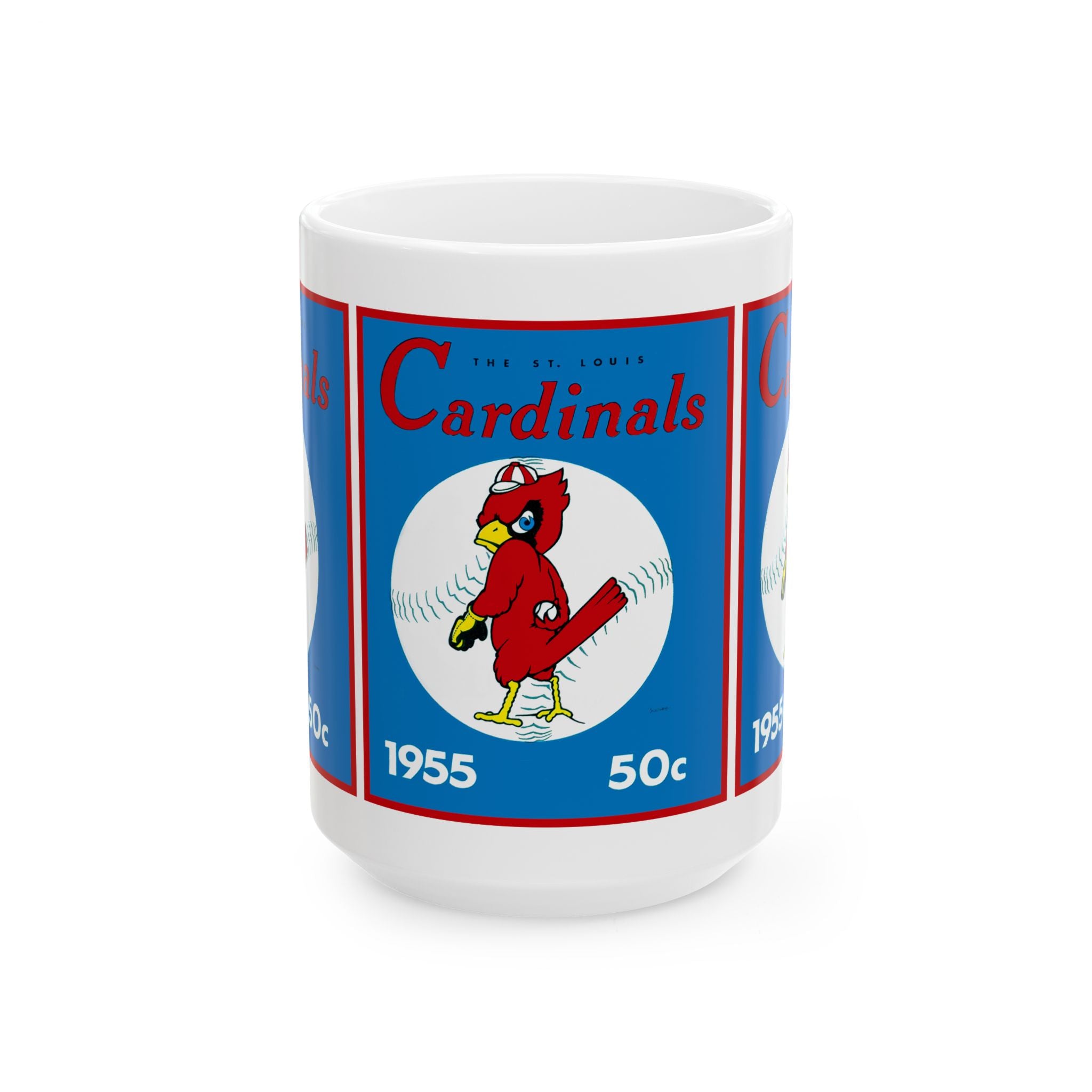 Vintage 1955 Baseball St Louis Cardinals Yearbook Ceramic Mug, Collectible Sports Memorabilia Drinkware, Baseball Fan Gift, Retro Baseball