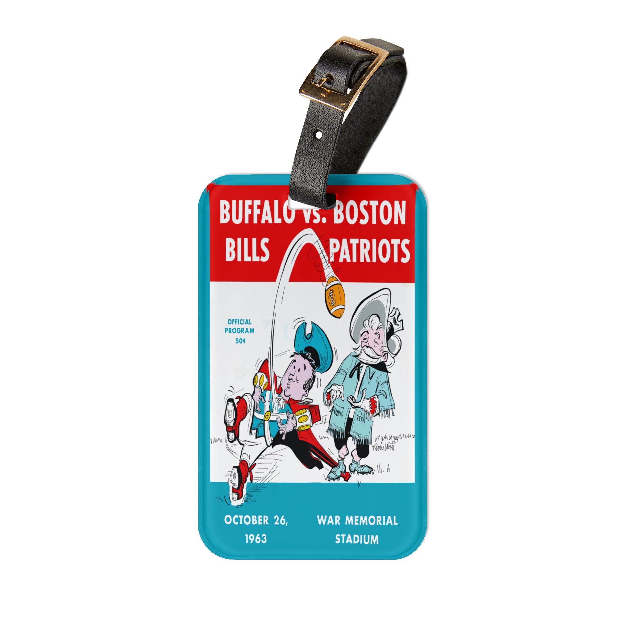 1963 Football Buffalo-Boston Luggage Tag | Vintage Sports Travel Identifier