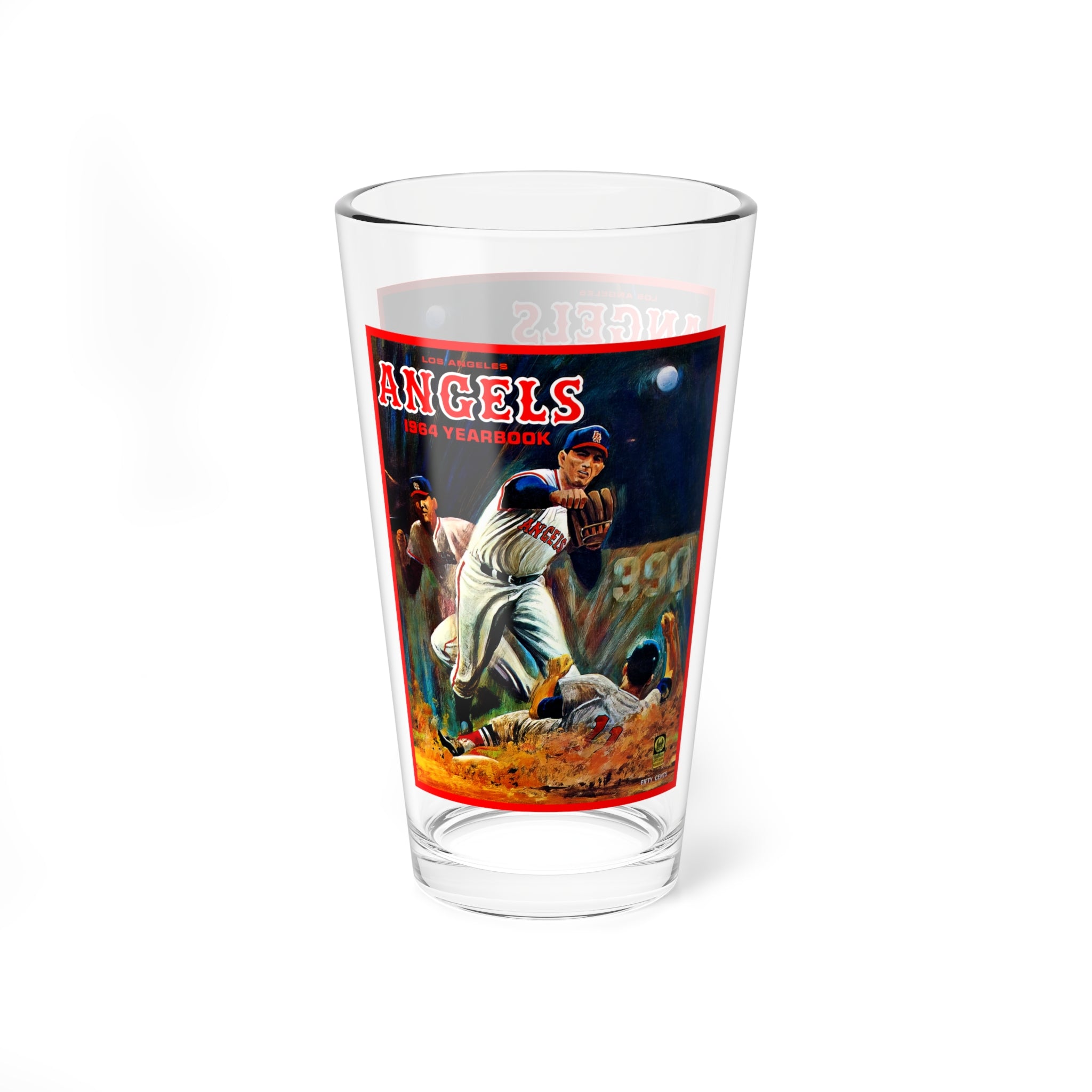Mixing Glass, 16oz - 1964 Baseball Los Angeles Angels Yearbook, Vintage Barware Gift, Sports Memorabilia Decor, Baseball Fan Glassware,