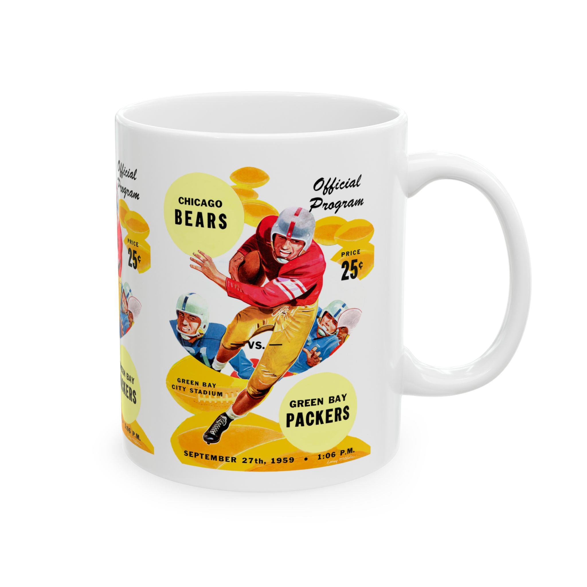 1959 Vintage Chicago Bears - Green Bay Packers Football Program Cover - Ceramic Mug, 11oz