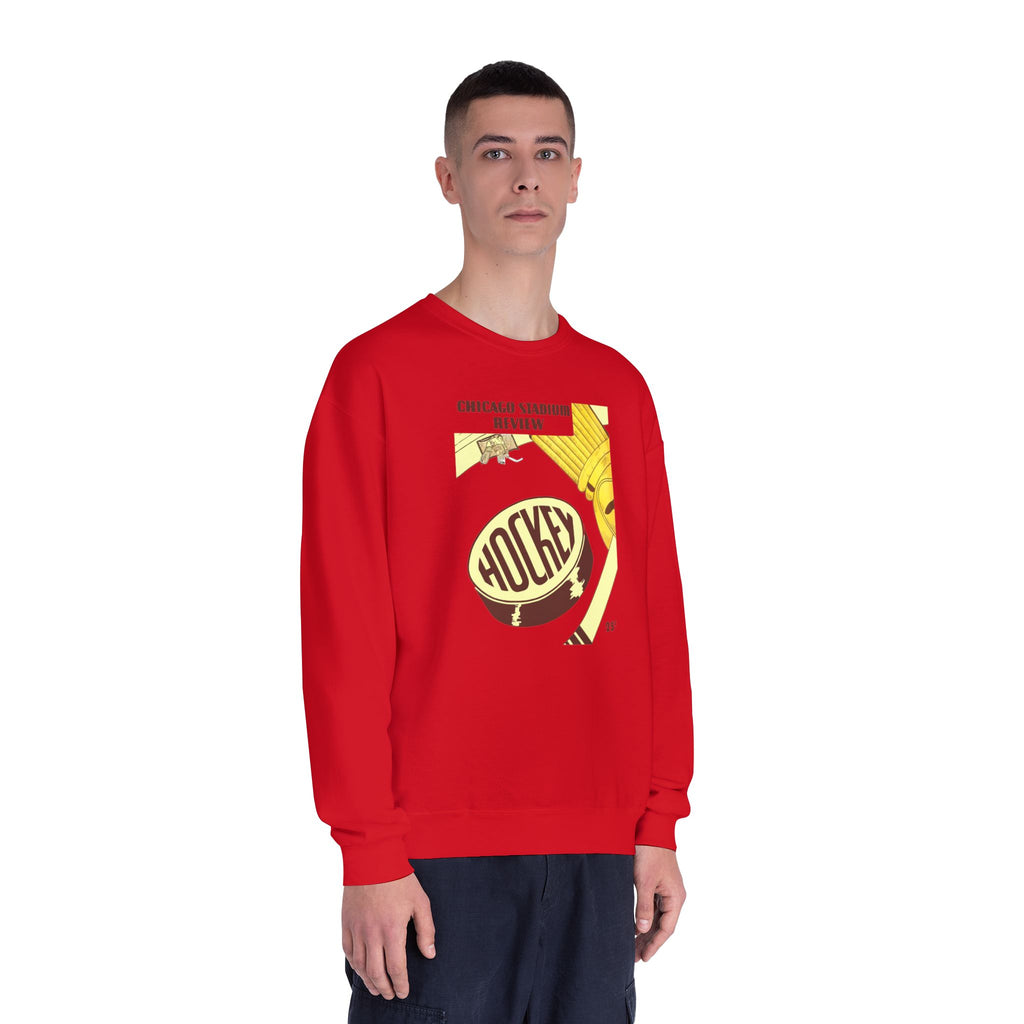 1947-1948 Vintage Chicago Black Hawks Hockey Program Cover  -  NuBlend® Crewneck Sweatshirt