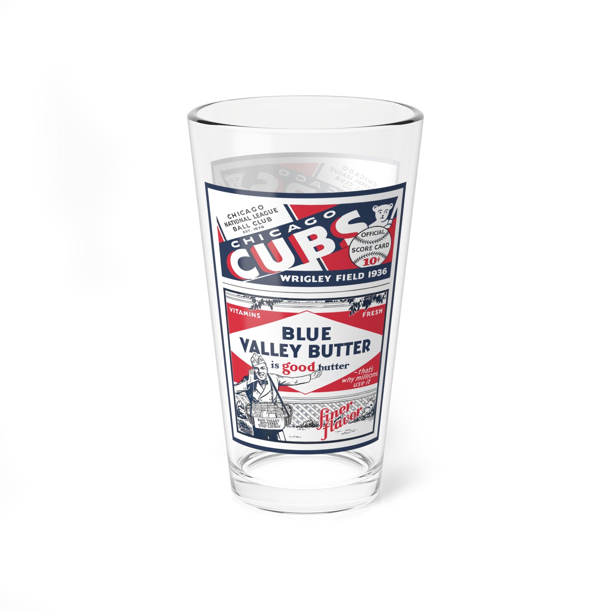 Mixing Glass, 16oz - 1936 Baseball Chicago Cubs, Unique Drinkware for Sports Fans, Vintage Baseball Gift, Personalized Barware, Sports