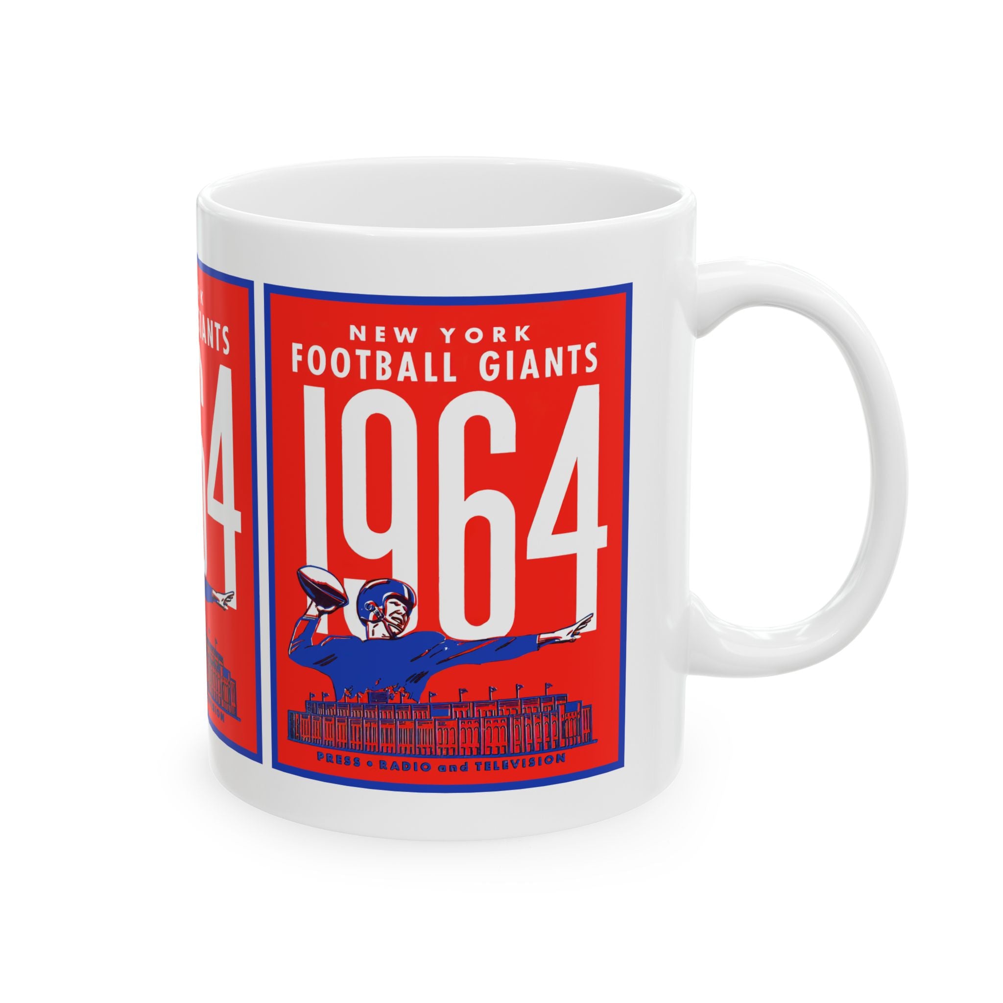 Vintage 1964 Football New York Giants Ceramic Mug, Sports Fan Gift, Coffee Cup, Team Memorabilia, Football Lover Gift, Birthday Present