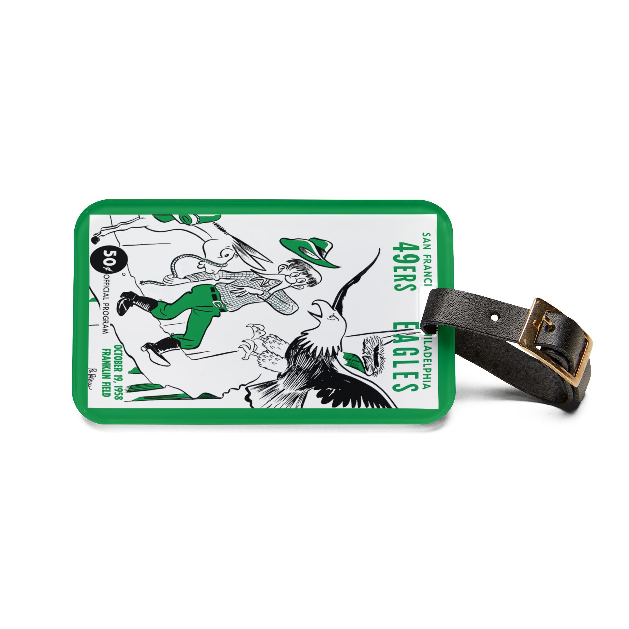 1958 49ers vs Eagles Football Luggage Tag | Vintage Game Year Sports