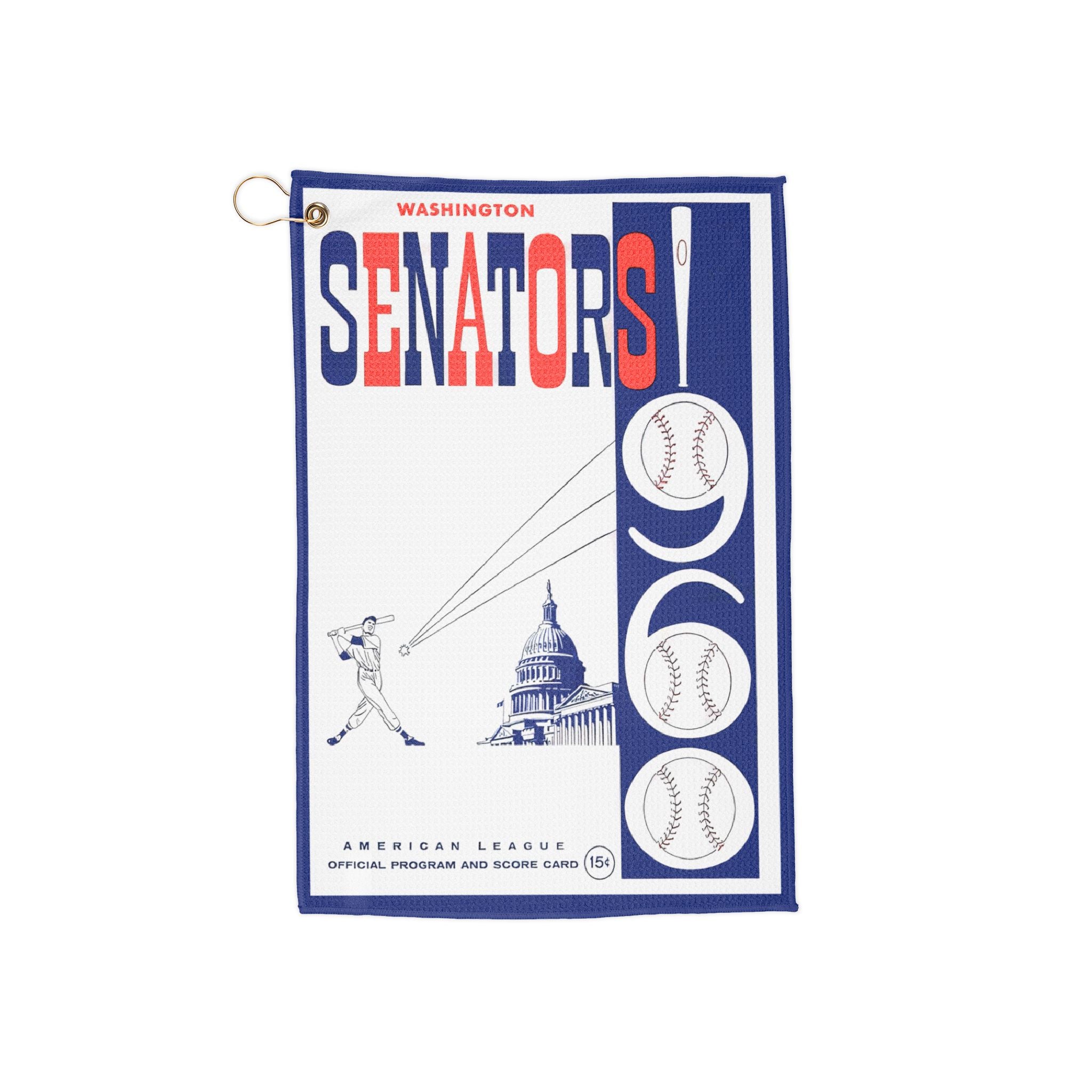 Vintage 1960 Baseball Washington Senators Golf Towel - Sports Memorabilia, Gift for Golfers, Baseball Fans, Retro Sports Decor, Golf