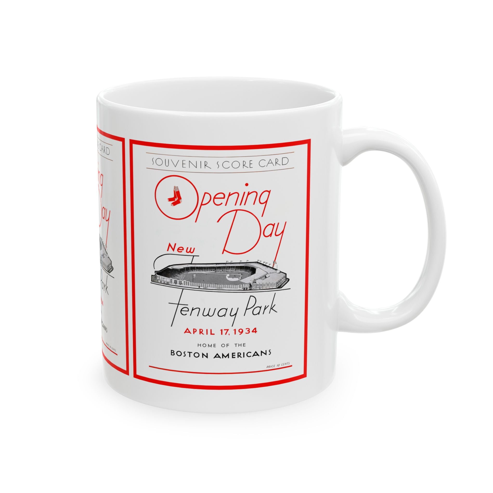 Ceramic Mug, 1934 Baseball Boston Red Sox - Boston Americans Opening Day, 11oz, 15oz. Sports Fan Mug, Baseball Enthusiast Gift, Red Sox