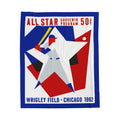 Velveteen Plush Blanket — 1962 Vintage Baseball All-Star Game Program Cover - Wrigley Field