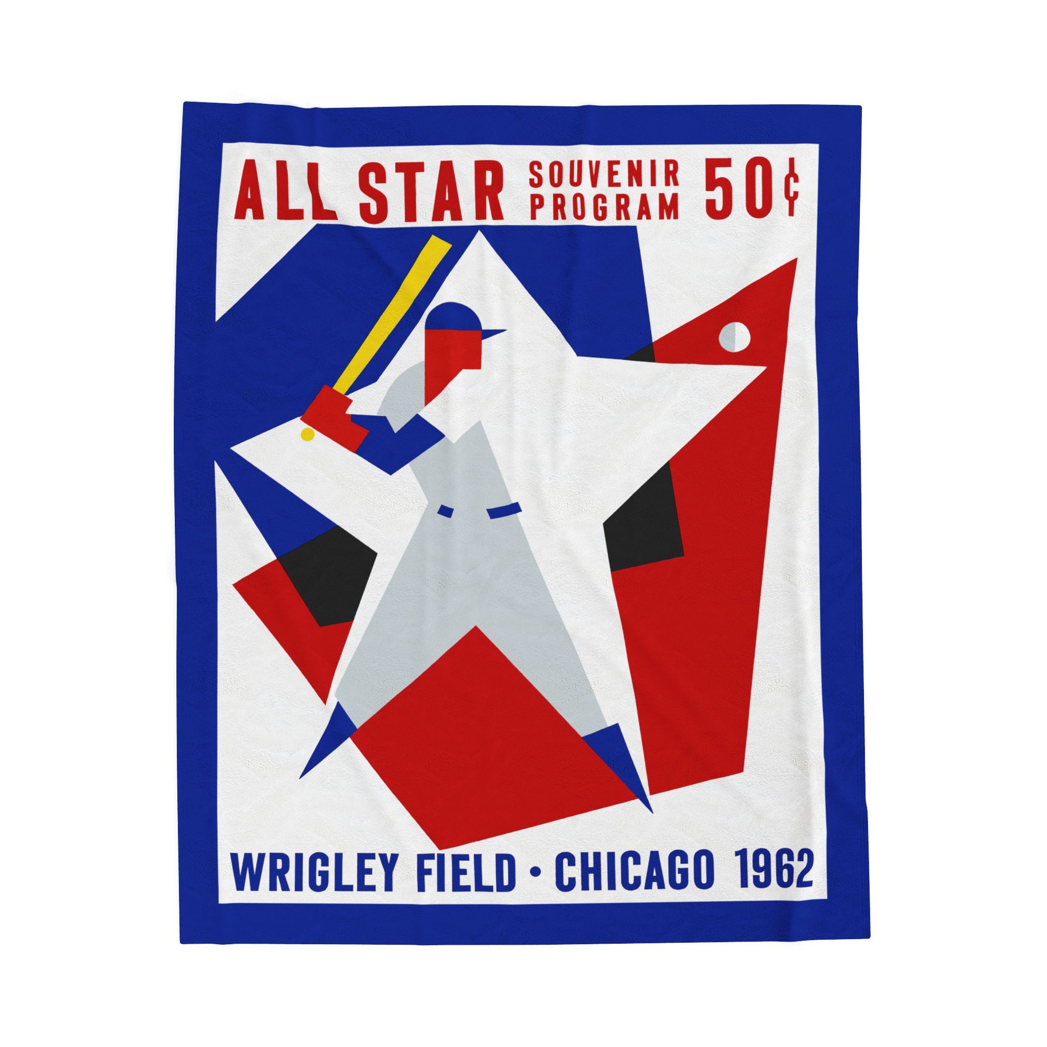 Velveteen Plush Blanket — 1962 Vintage Baseball All-Star Game Program Cover - Wrigley Field