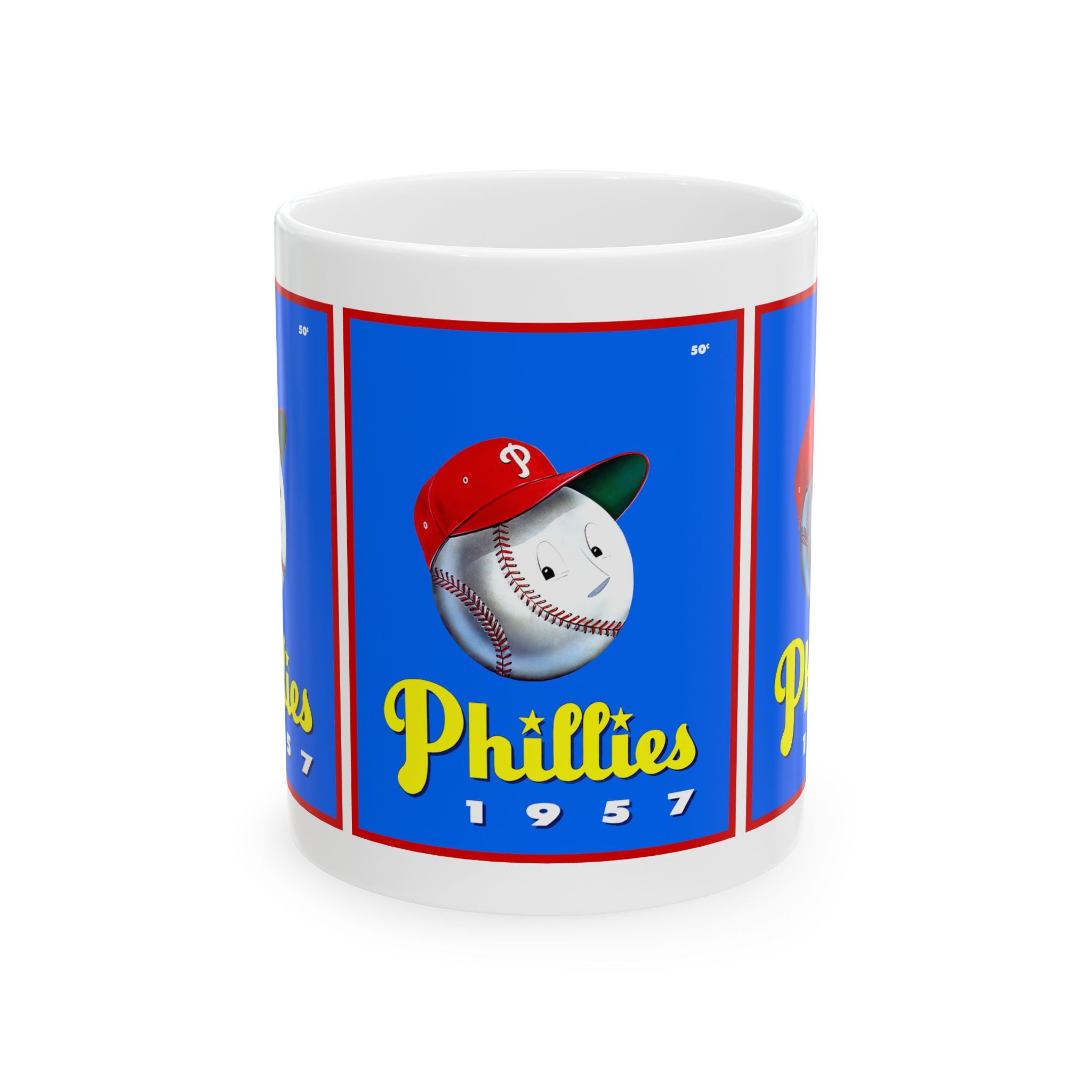 Vintage 1957 Baseball Philadelphia Phillies Yearbook Ceramic Mug, Sports Fan Gift, Coffee Cup, Baseball Memorabilia, Gift for Dad, Unique
