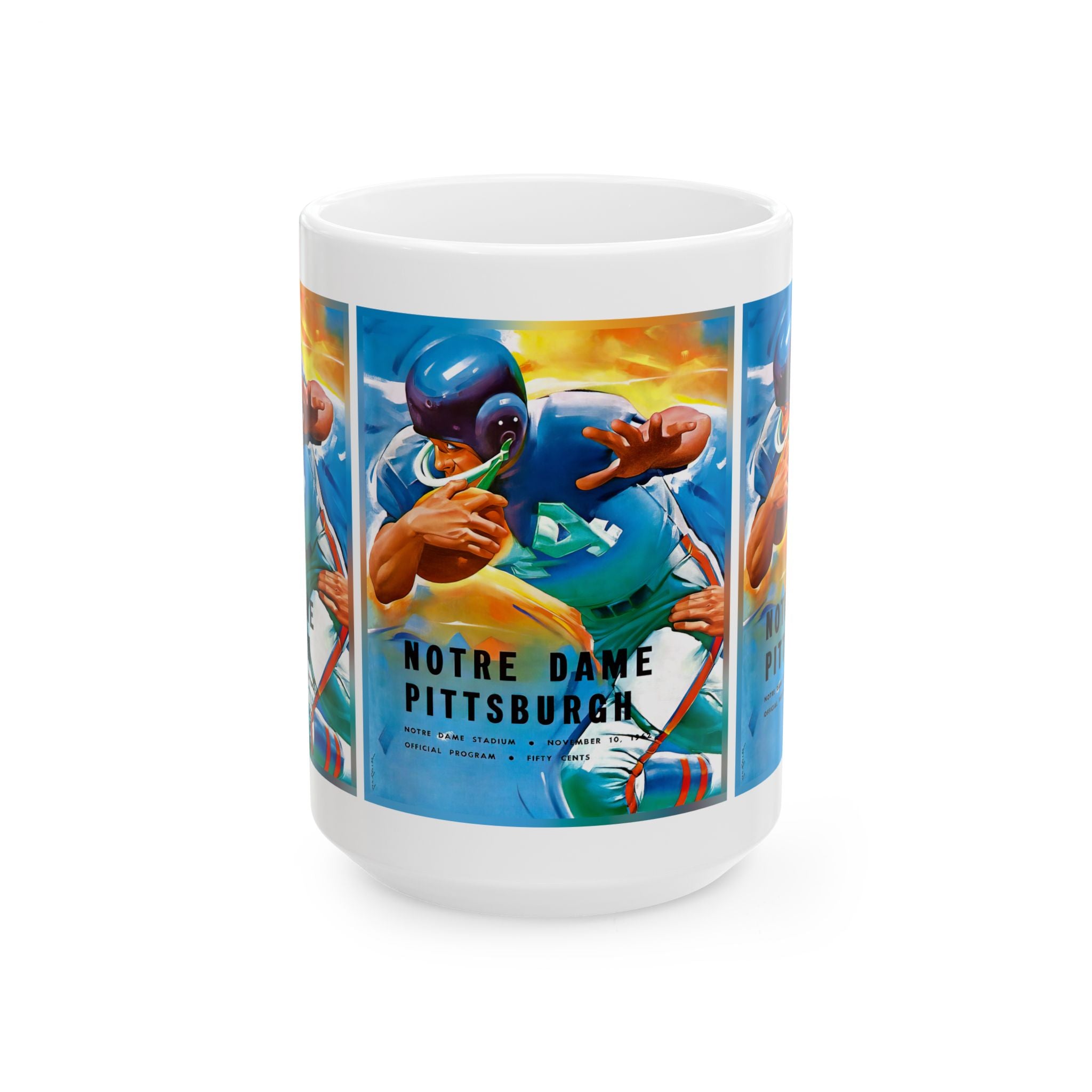 Ceramic Mug, 1962 Football Notre Dame-Pittsburgh, Vintage Sports Mug, Gift for Football Fans, College Football Decor, Sports Memorabilia,