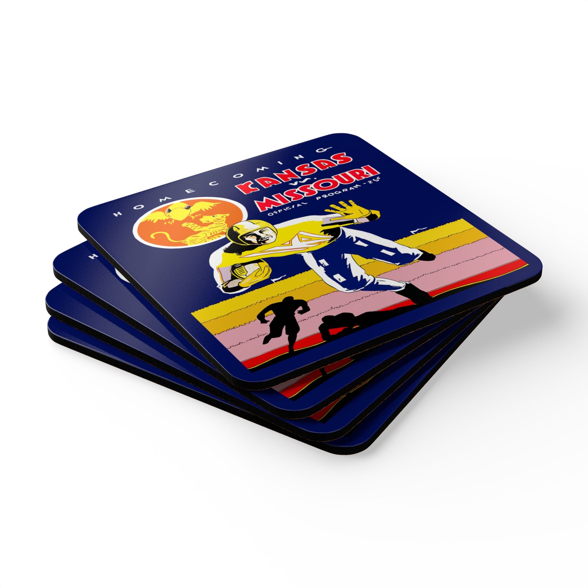1931 Vintage Kansas - Missouri Football Program Cover - Corkwood Coaster Set
