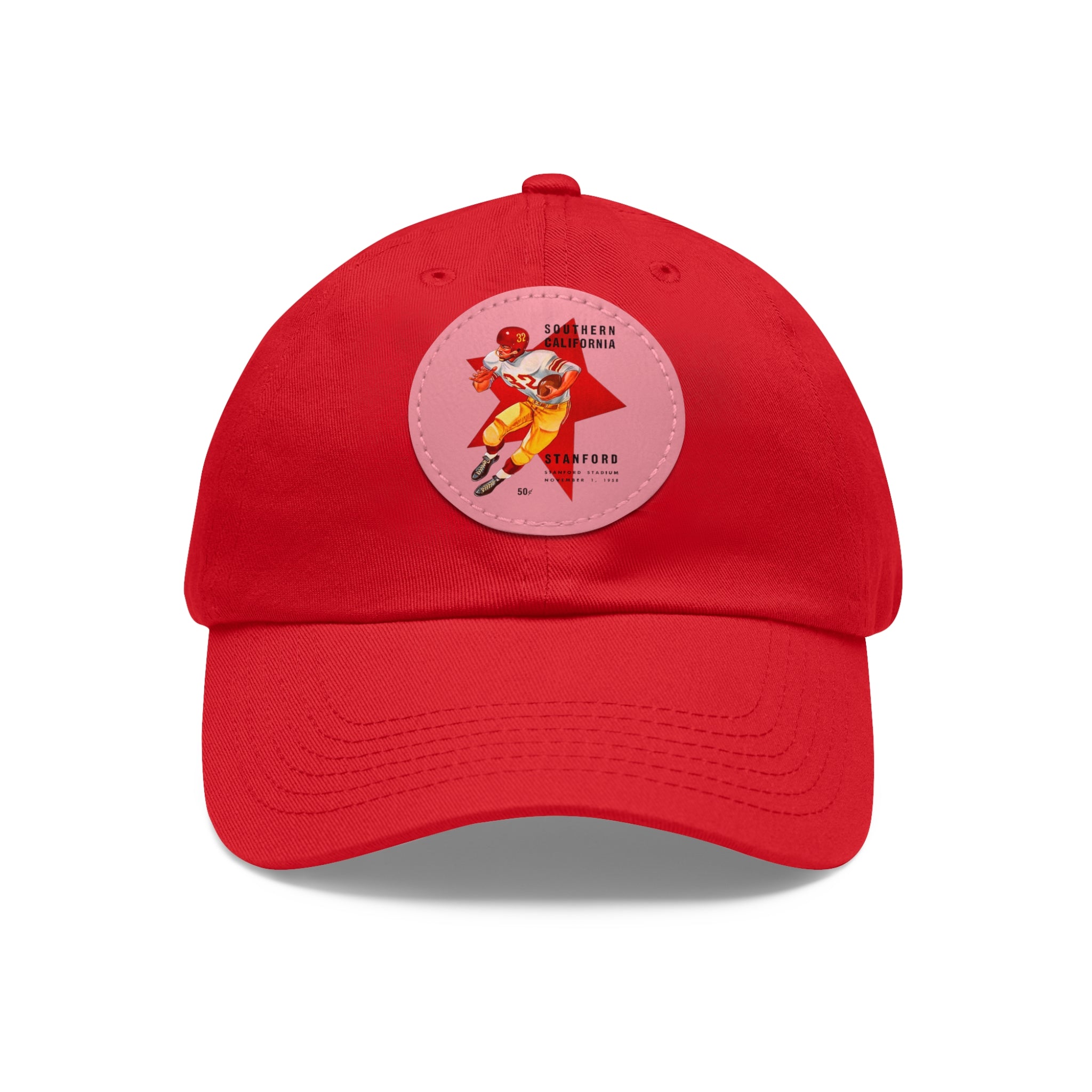 1958 Vintage USC Trojans - Stanford Football Program Cover  - Dad Hat with Leather Patch (Round)