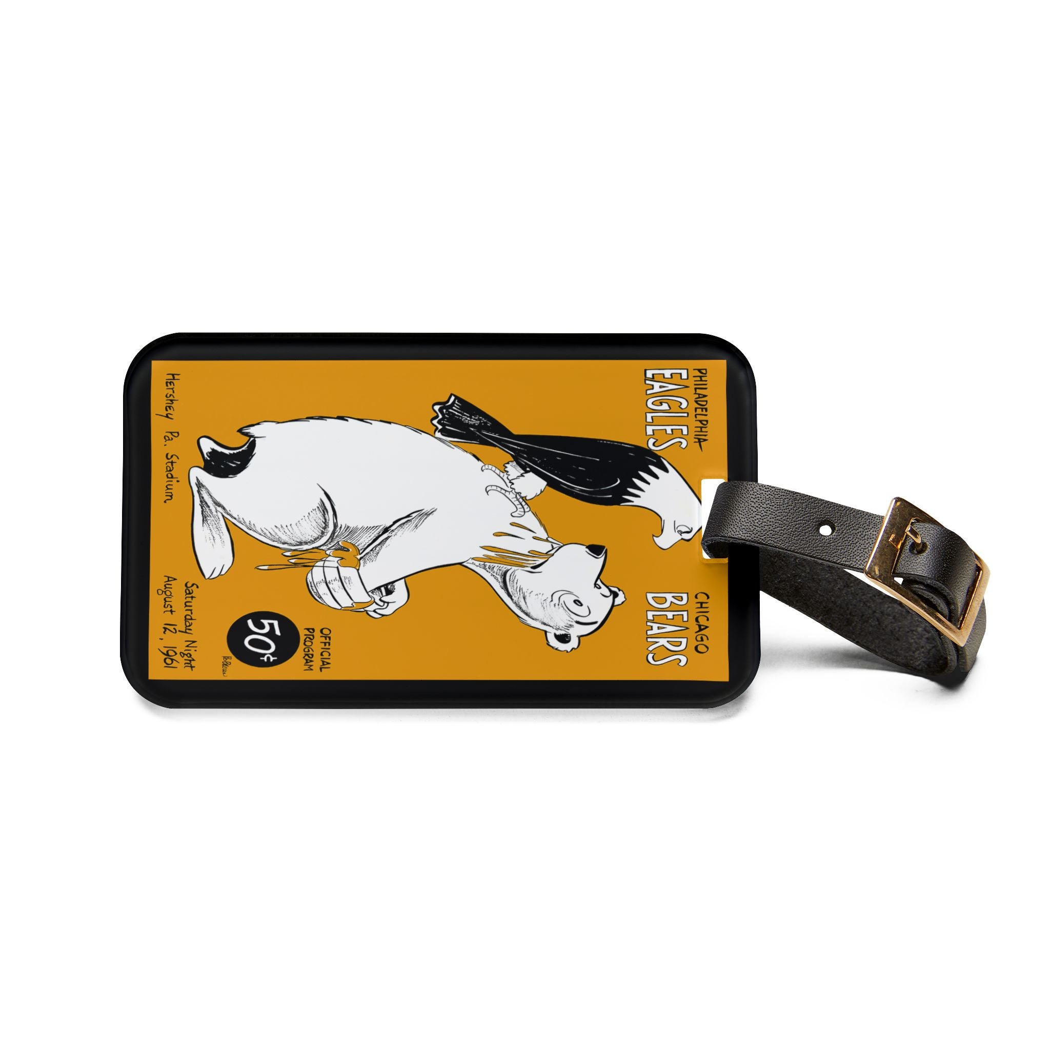 1961 Philadelphia vs Chicago Football Luggage Tag | Vintage Football Team Travel ID
