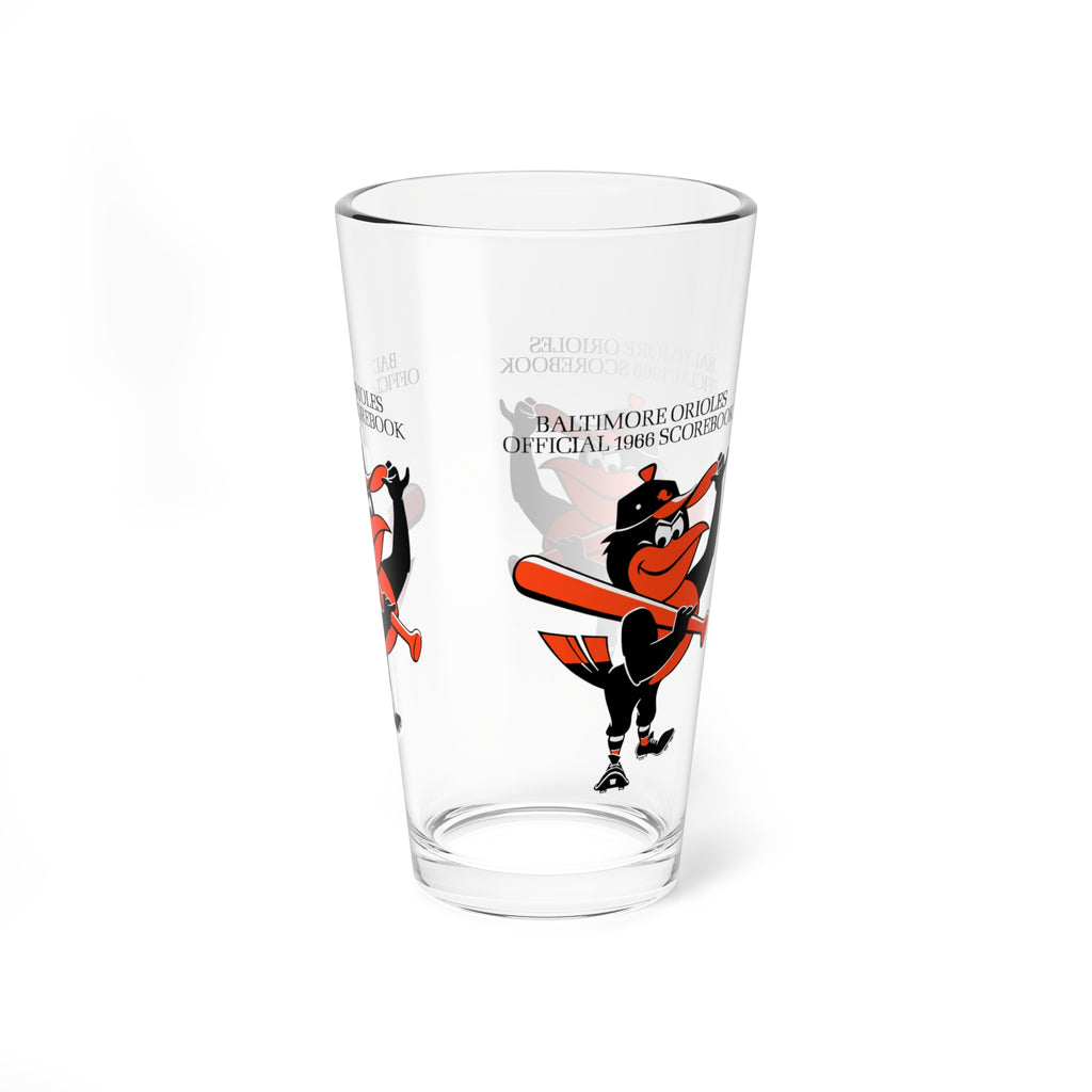 1966 Baltimore Orioles Baseball Scorecard Cover -  Pint Glass, 16oz