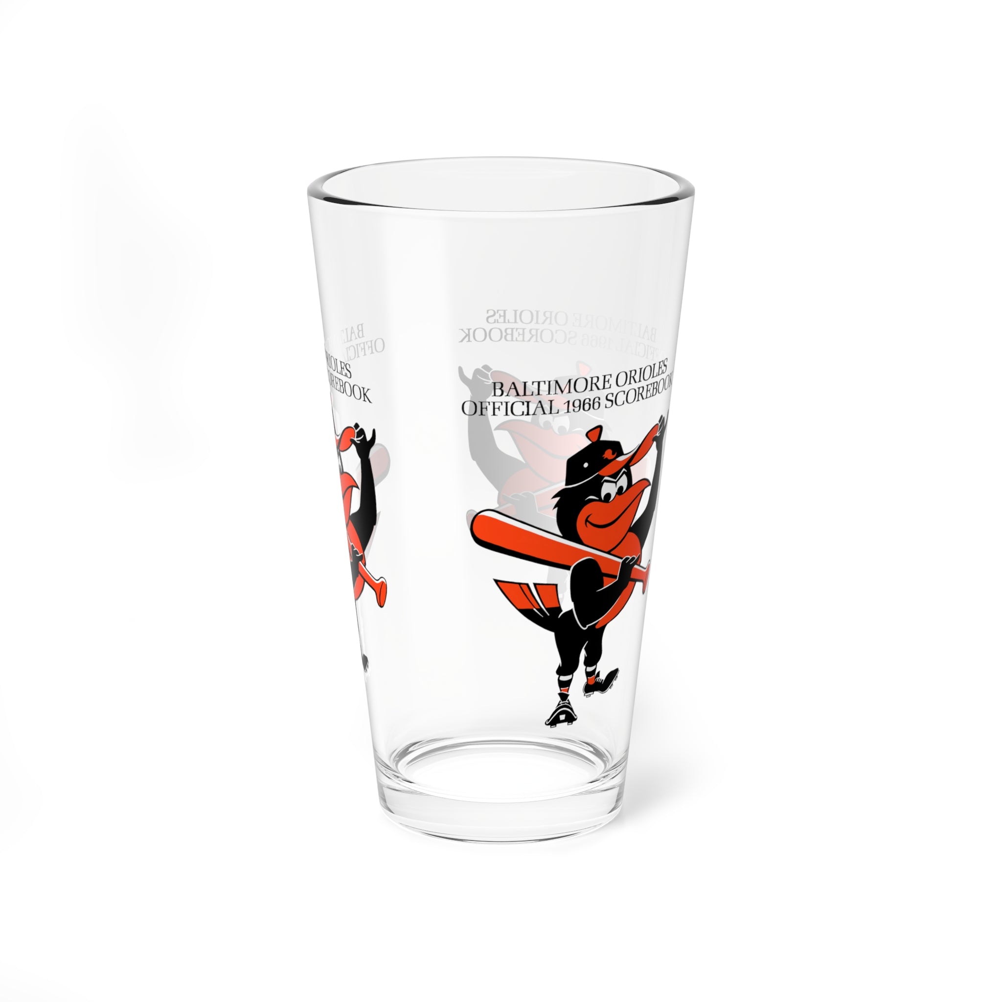 1966 Baltimore Orioles Baseball Scorecard Cover -  Pint Glass, 16oz