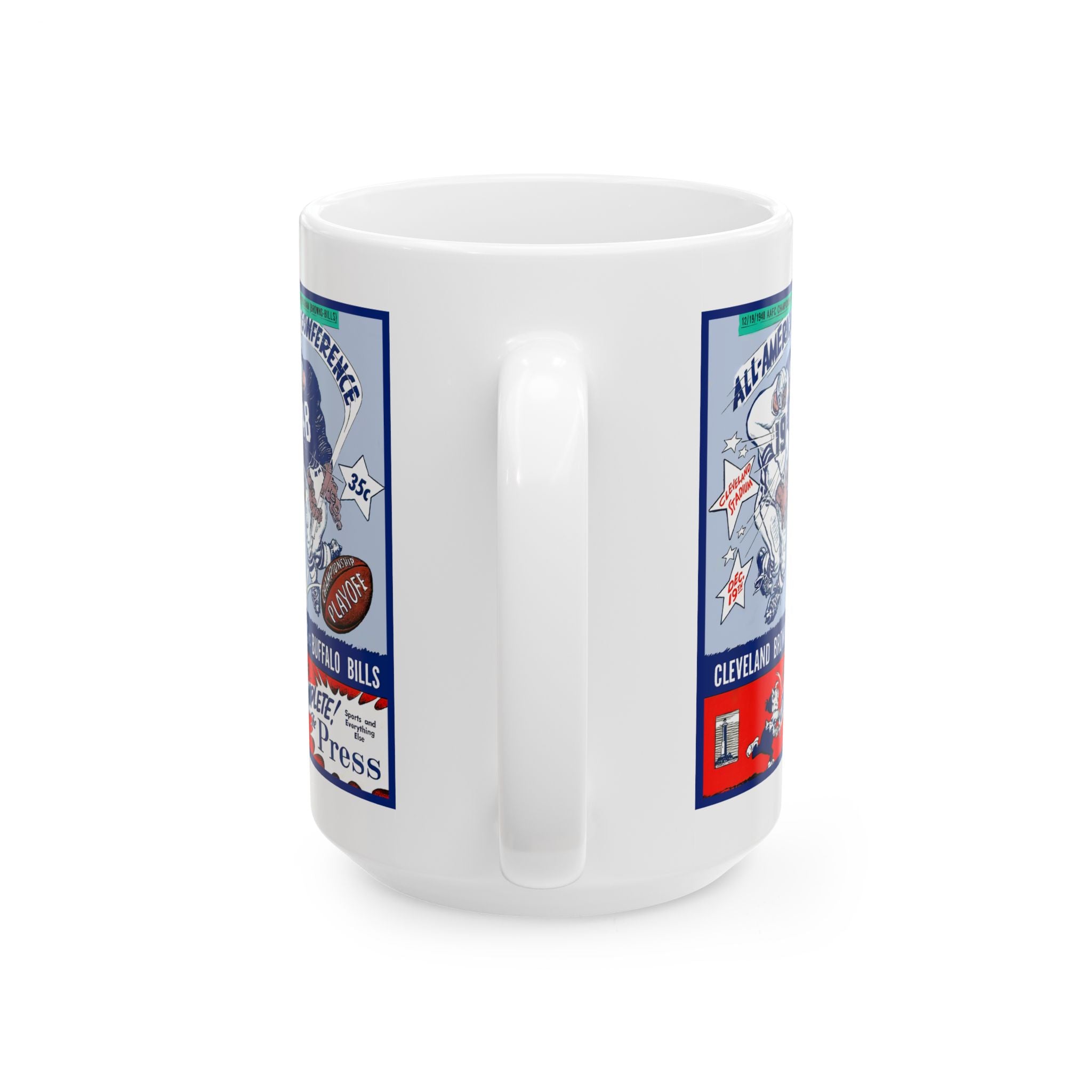 Retro Football Ceramic Mug, Vintage Sports 1948 Cleveland Browns Buffalo Bills Cup, Gift for Football Fans, Sports Memorabilia, Football
