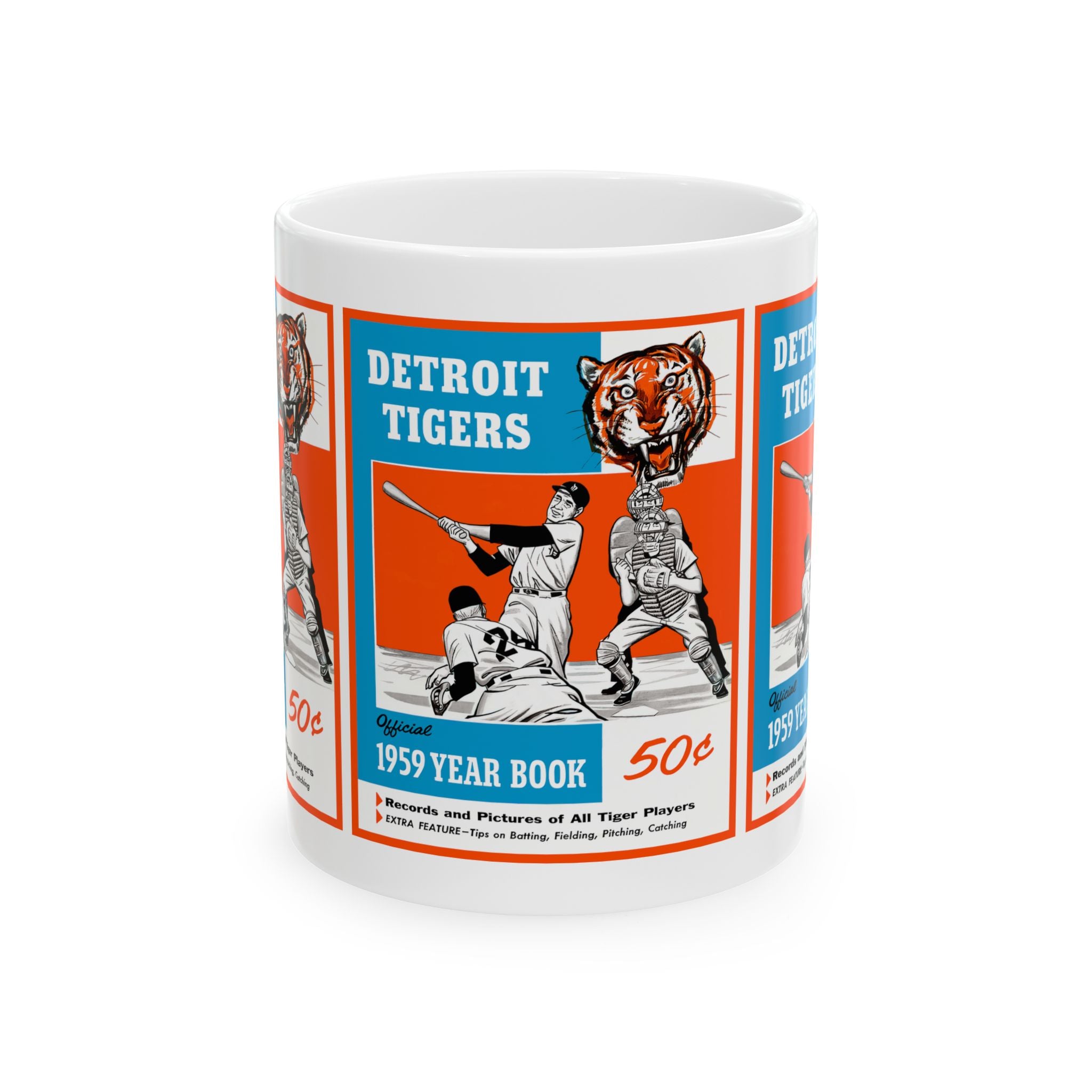 Ceramic Mug, 1959 Baseball Detroit Tigers Yearbook, Vintage Sports Fan Gift, Baseball Memorabilia, Detroit Tigers Collectible Mug, Sports