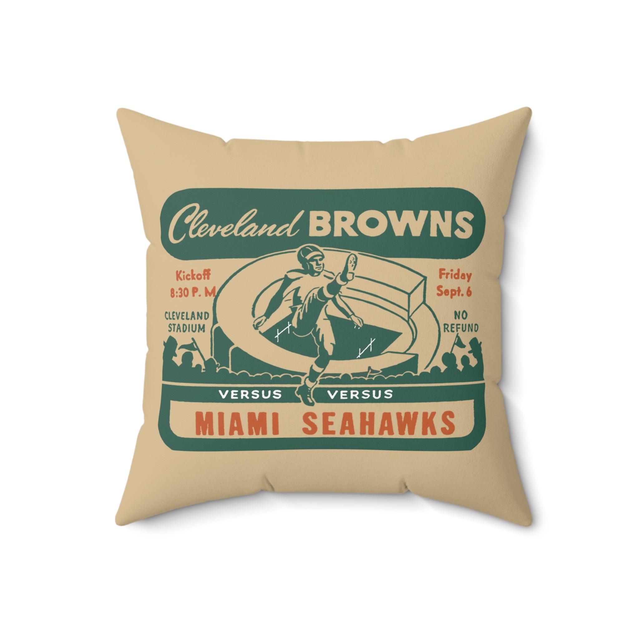 Vintage 1946 AAFC Cleveland Browns vs Miami Seahawks Football Indoor Throw Pillow