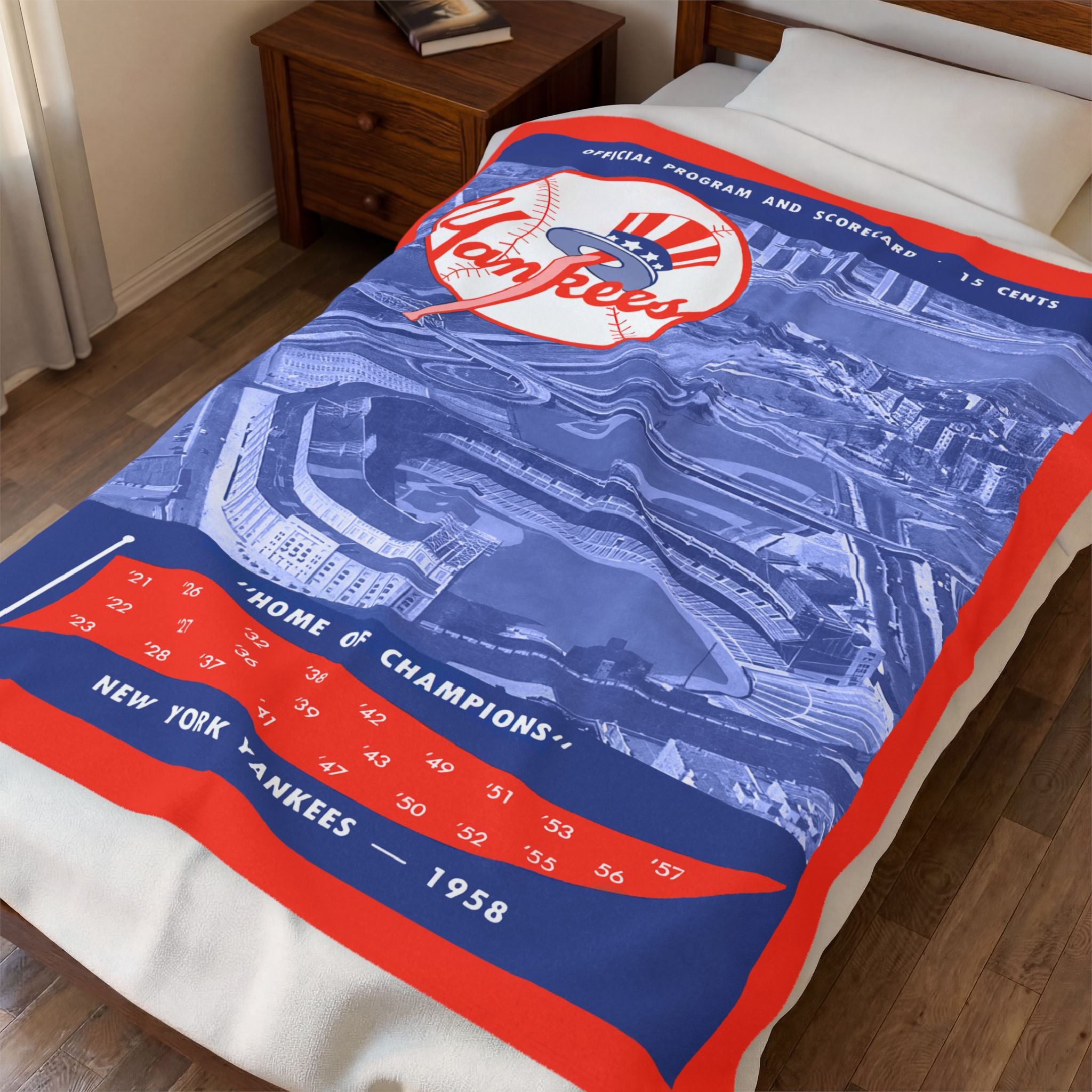Velveteen Plush Blanket, 1958 New York Baseball Blanket, Sports Fan Gift, Cozy Throw, Vintage Baseball Design, Home Decor
