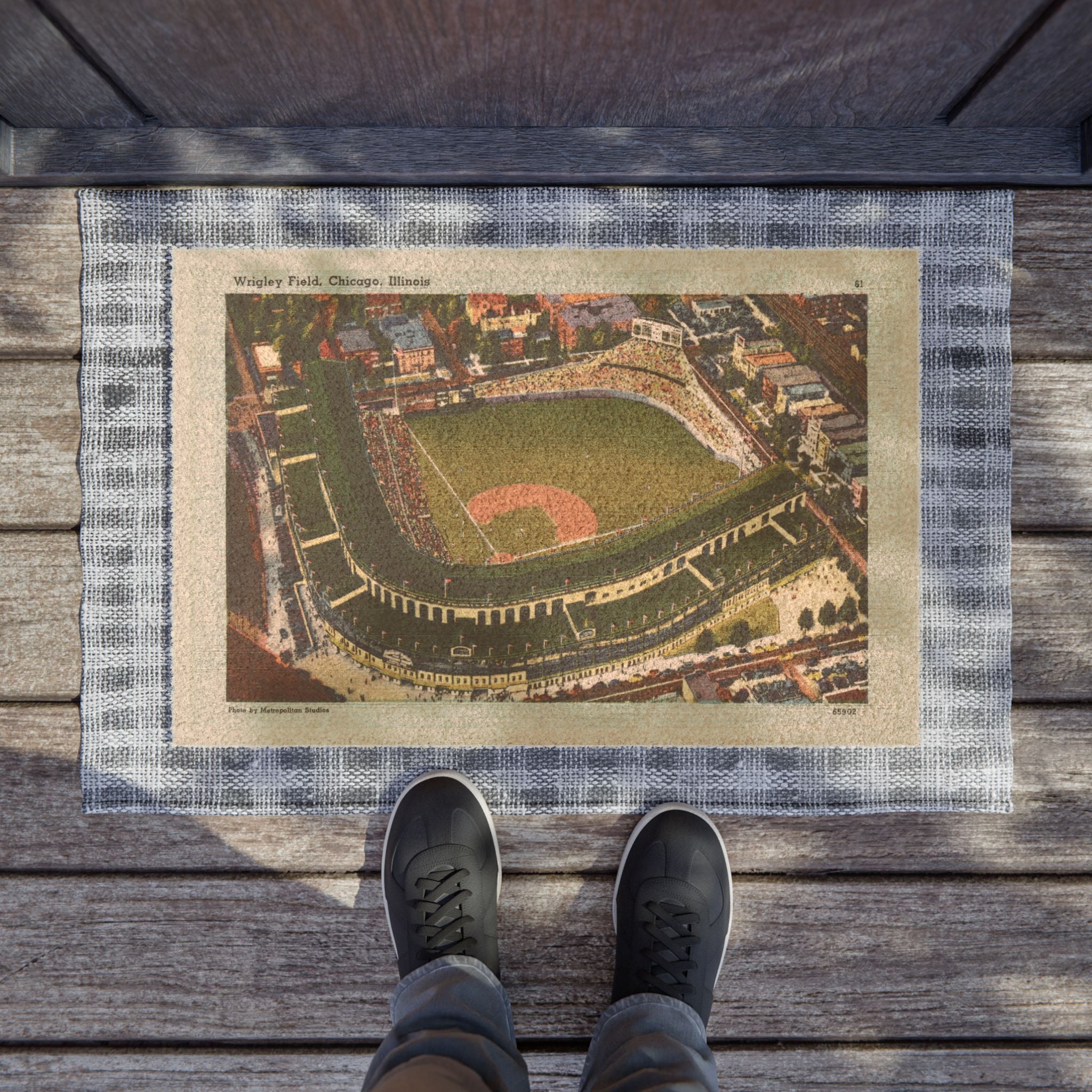 1941 Vintage Chicago Cubs Wrigley Field Postcard - Doormat