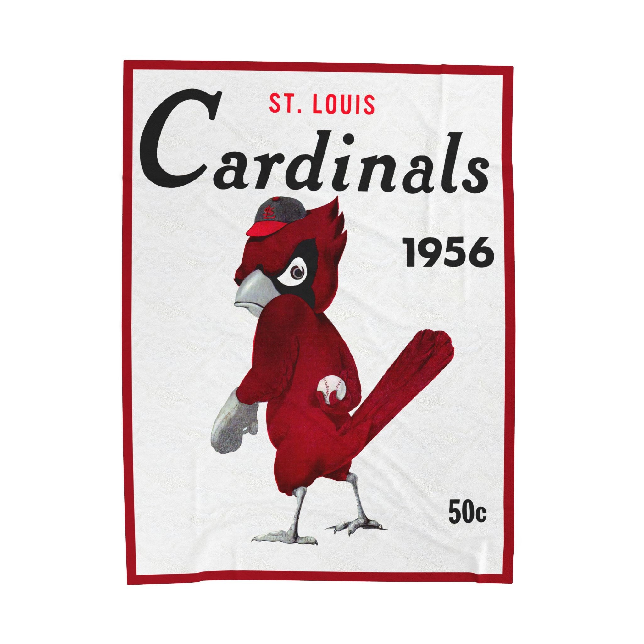 Velveteen Plush Blanket, 1956 Cardinals Baseball Yearbook Design, Cardinals Blanket, Baseball Blanket, Sports Blanket, Gift for Baseball