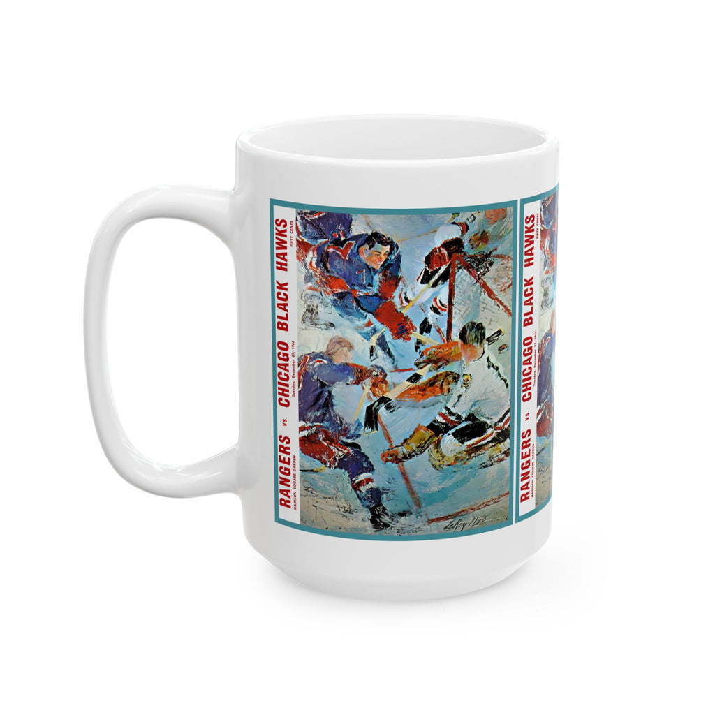 Vintage Hockey Ceramic Mug, 11oz, 15oz - 1966-1967 New York Rangers - Chicago Blackhawks Cup, Sports Fan Gift, Hockey Lover Present, Retro