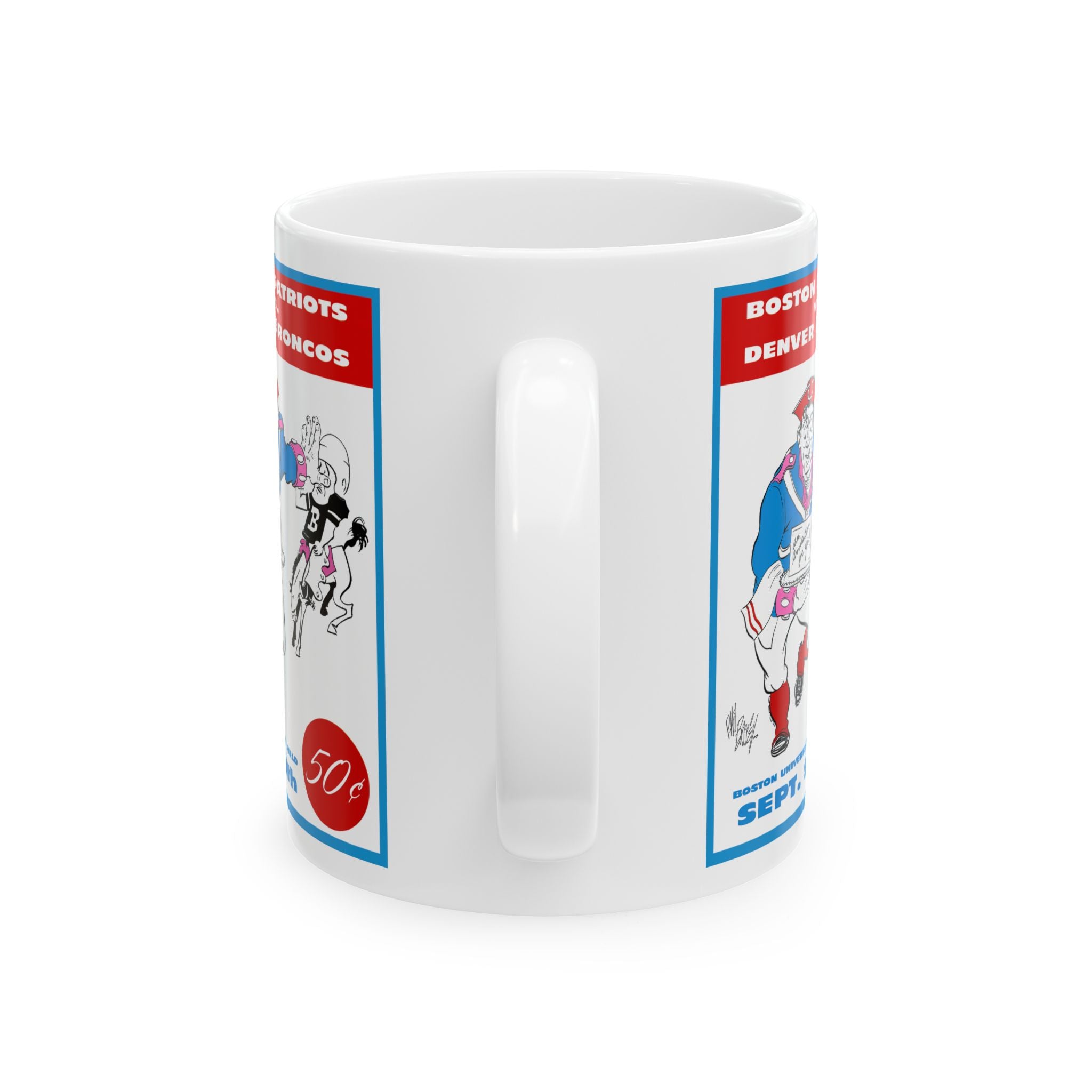 Vintage Football Ceramic Mug, 1960 Denver Broncos Boston Patriots Mug, Sports Fan Gift, Football Lover Cup, Retro Team  Drinkware
