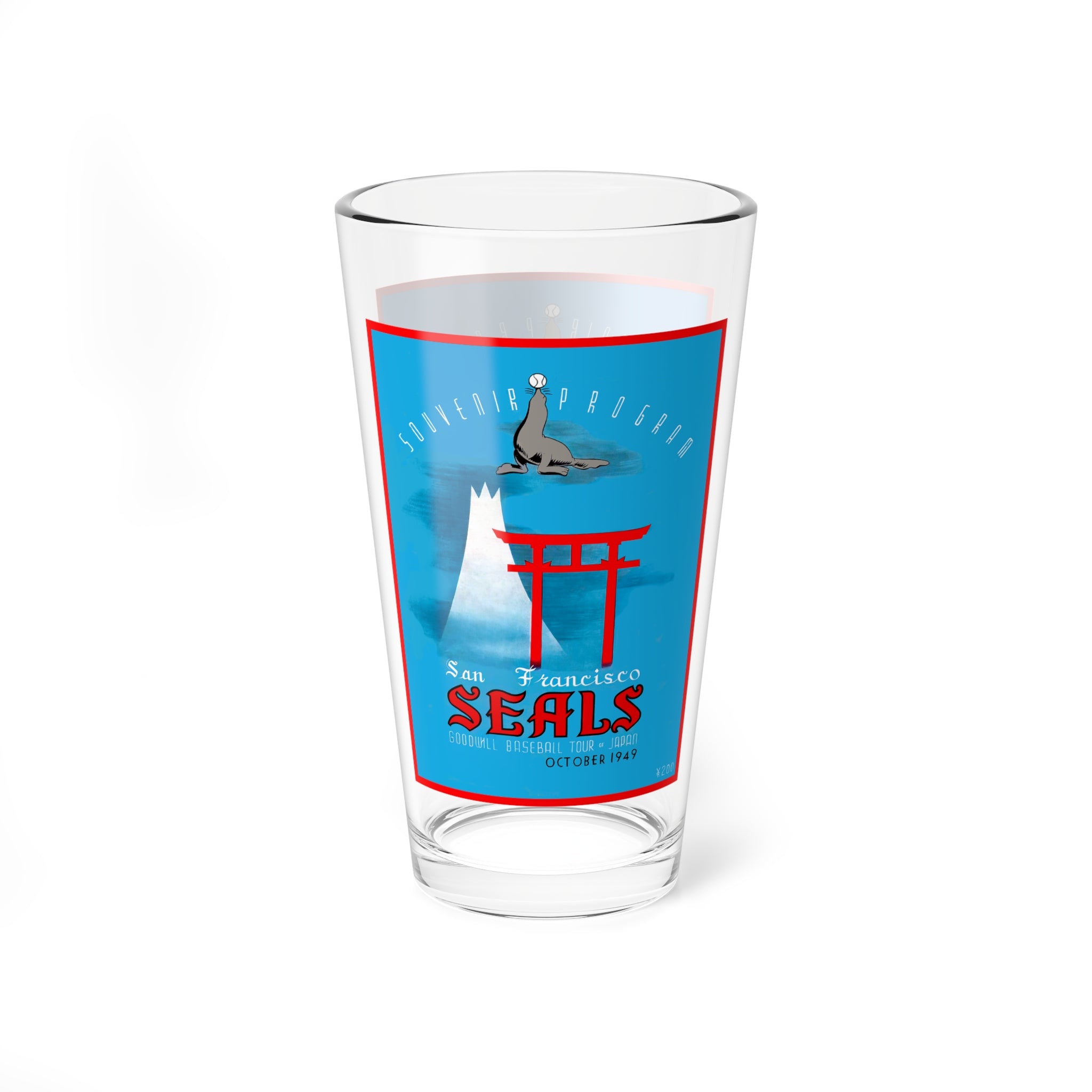 Vintage 1949 Baseball San Francisco Seals Mixing Glass, 16oz - Japan Tour, Retro Barware Gift, Baseball Fan Glass, Unique Bartender Cocktail