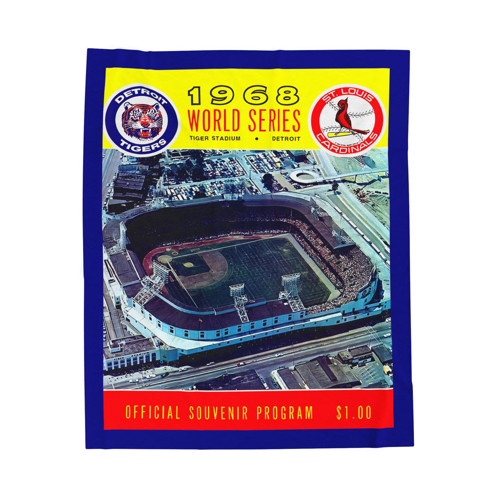 Velveteen Plush Blanket, 1968 Baseball World Series Tigers Cardinals Design, Throw Blanket, Sports Fan Gift, Home Decor, Cozy Bedding, Warm