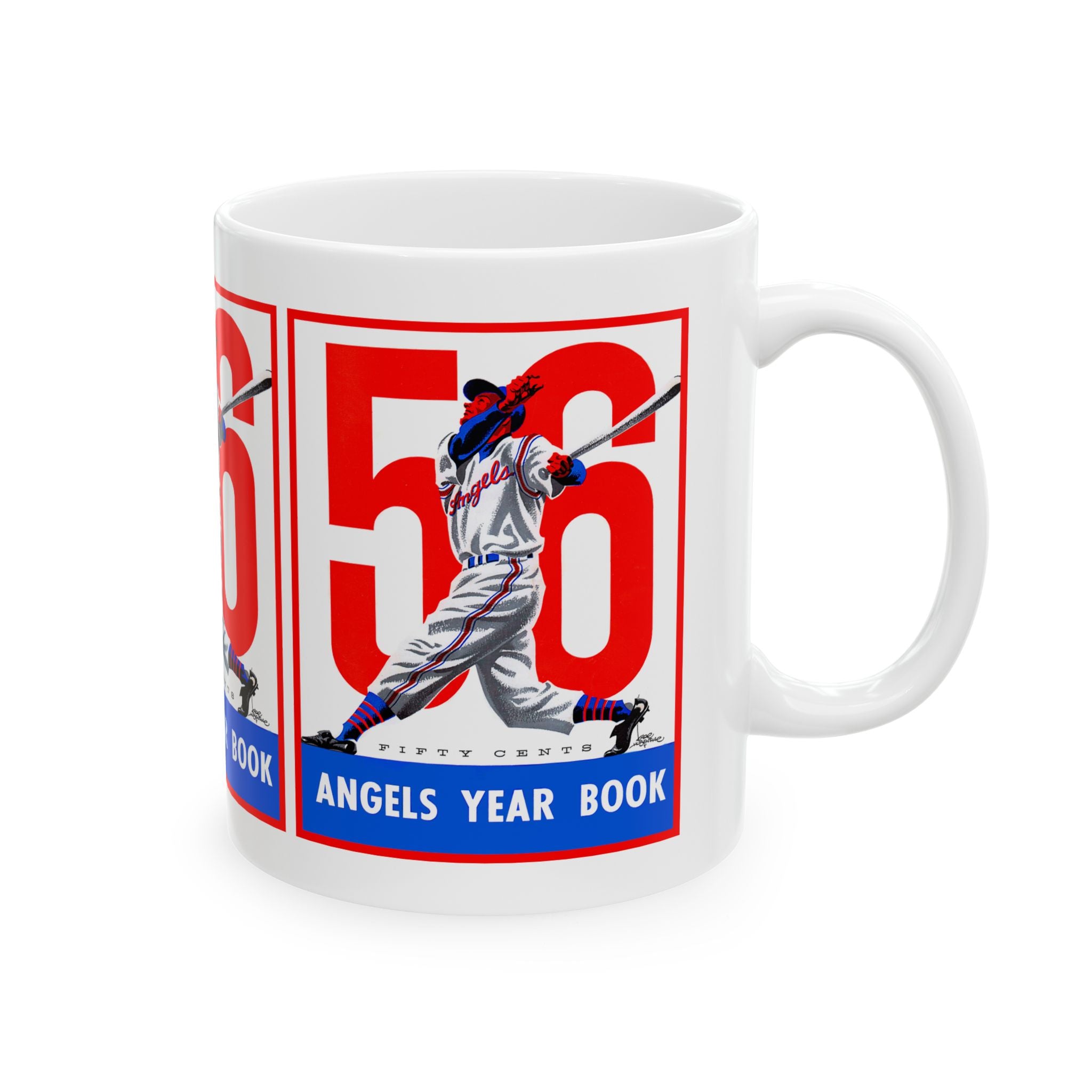 Vintage 1956 Baseball Los Angeles Angels Ceramic Mug, Gift for Baseball Fans, Sports Memorabilia, Collectible Cup, Beverage Holder