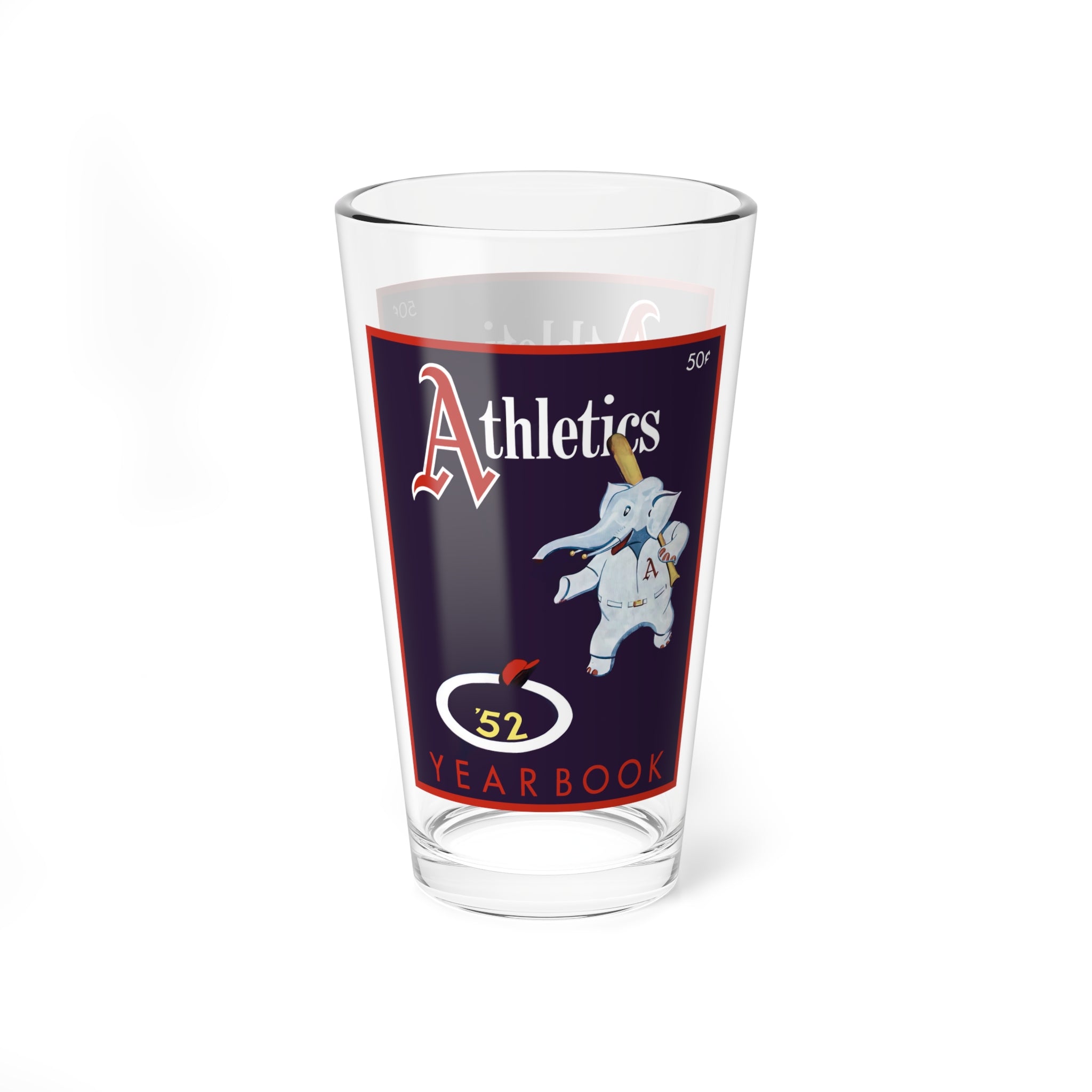 Mixing Glass, 16oz - Vintage 1952 Baseball Philadelphia Athletics Yearbook Design, Cocktail Shaker, Barware, Gift Idea, Sports Memorabilia,