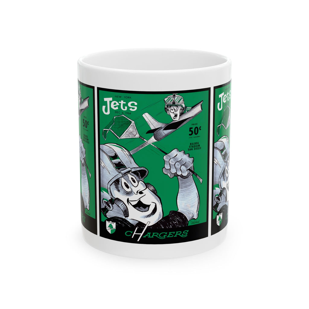 1964 Jets vs Chargers Football Retro Mug | Ceramic Coffee Cup, 11 oz and 15 oz