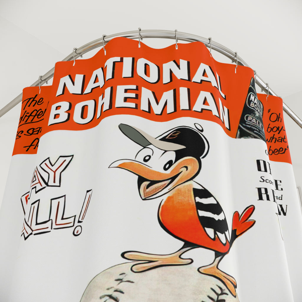 1954 Baltimore Baseball Shower Curtain — Retro Vintage Sports Bathroom Decor