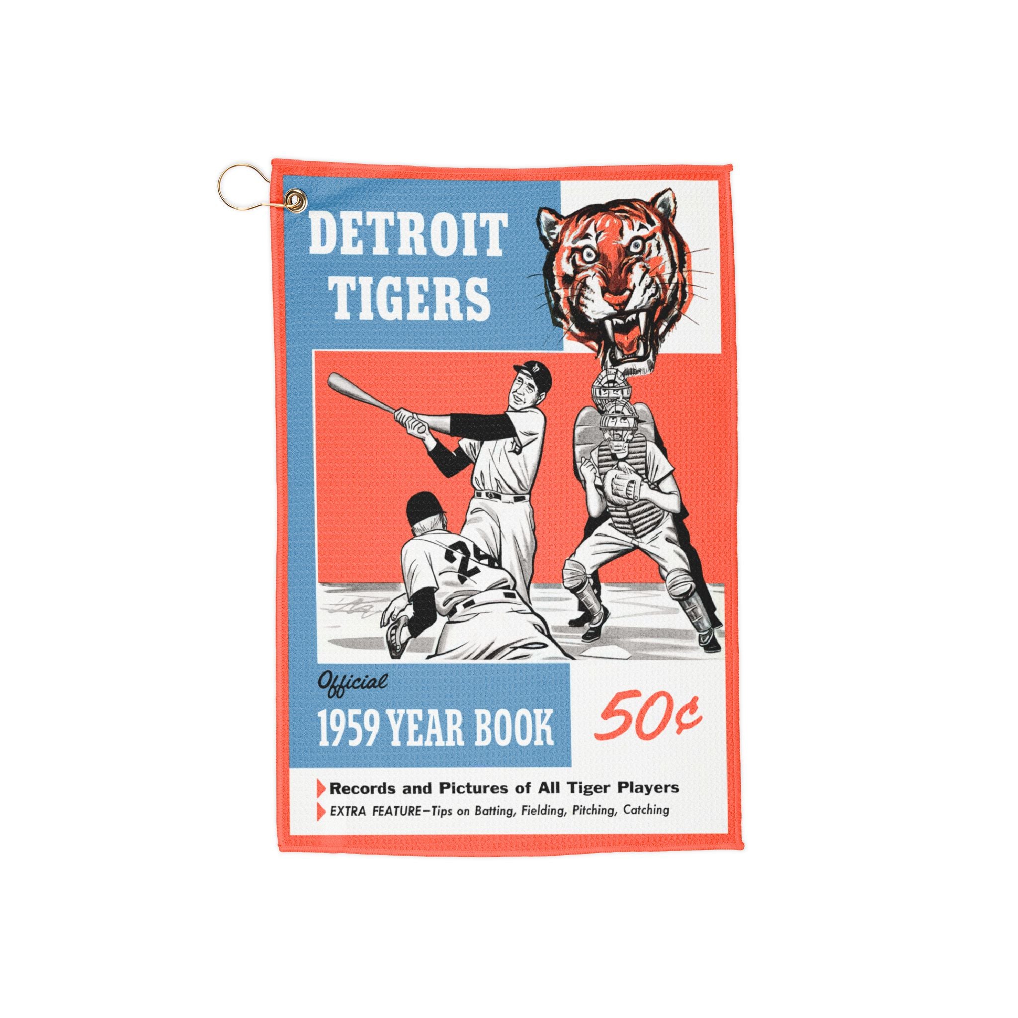 Vintage 1959 Baseball Detroit Tigers Golf Towel - Sports Team Memorabilia, Gift for Baseball Fans, Detroit Tigers Collectible, Retro Sports