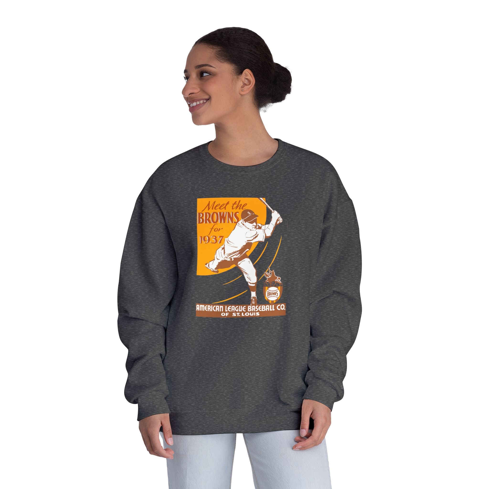 1937 Vintage St. Louis Browns Baseball Media Guide Cover - Unisex NuBlend® Crewneck Sweatshirt