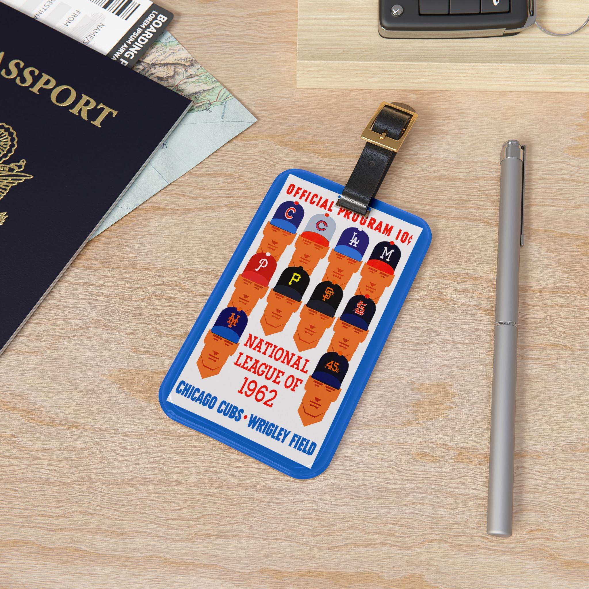 1962 Baseball National League Luggage Tag | Vintage Sports Travel Accessory