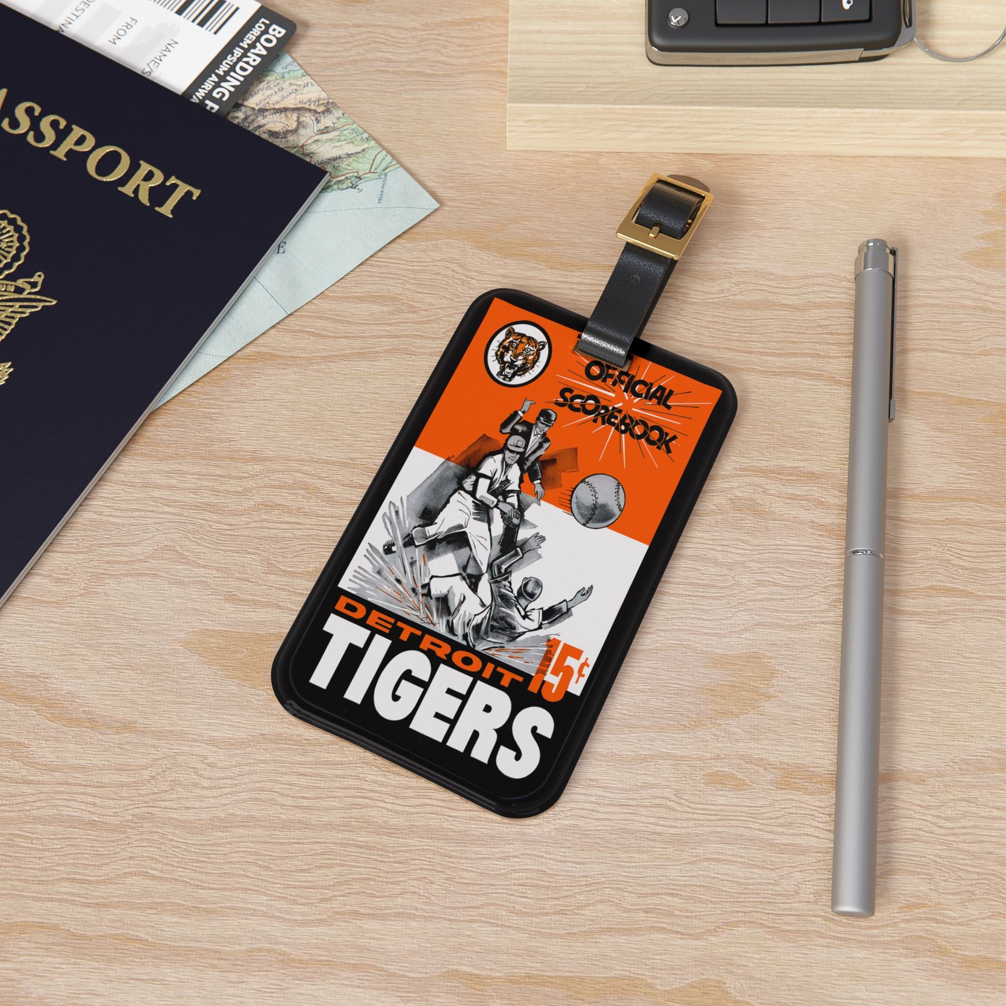 1962 Baseball Detroit Luggage Tag | Vintage Detroit Baseball Travel ID