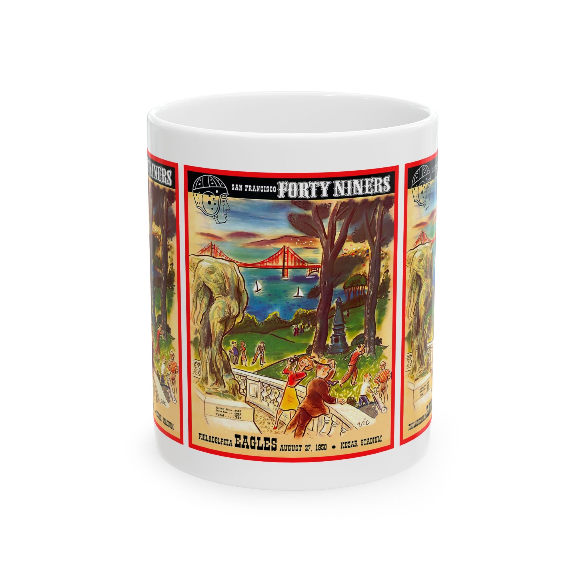 1950 San Francisco 49ers-Philadelphia Eagles Program Cover Vintage Ceramic Mug (11oz/15oz)