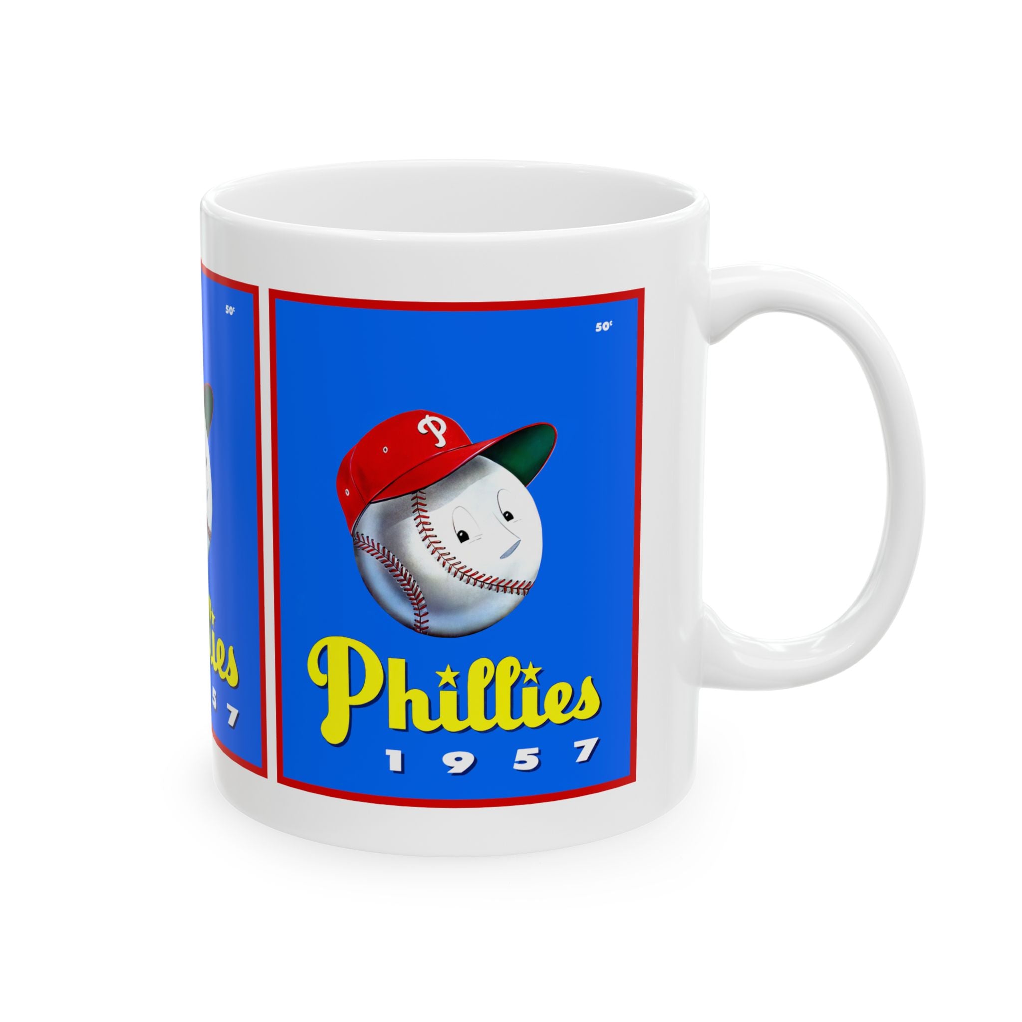 Vintage 1957 Baseball Philadelphia Phillies Yearbook Ceramic Mug, Sports Fan Gift, Coffee Cup, Baseball Memorabilia, Gift for Dad, Unique
