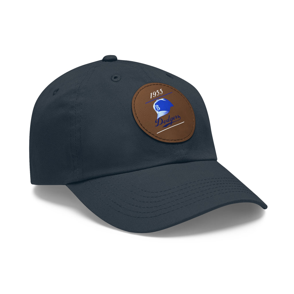 1955 Brooklyn Dodgers Baseball - Dad Hat with Leather Patch (Round)