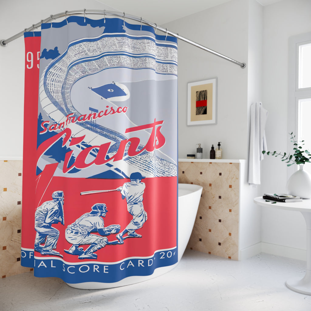 Vintage San Francisco Giants Shower Curtain - 1958 Baseball Memorabilia, Baseball Sports Decor, Giants Fan Gift, Bathroom Accessories