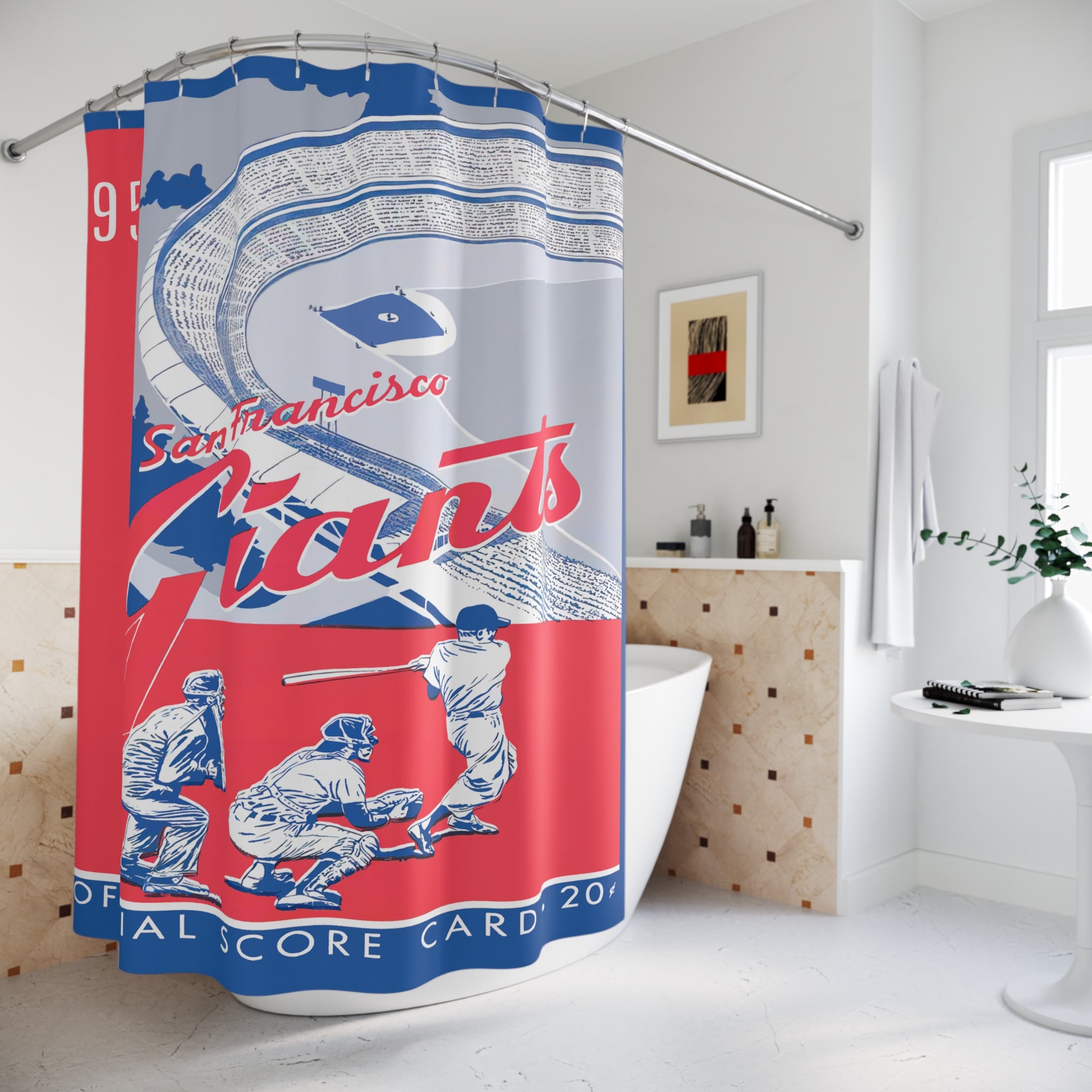 Vintage San Francisco Giants Shower Curtain - 1958 Baseball Memorabilia, Baseball Sports Decor, Giants Fan Gift, Bathroom Accessories