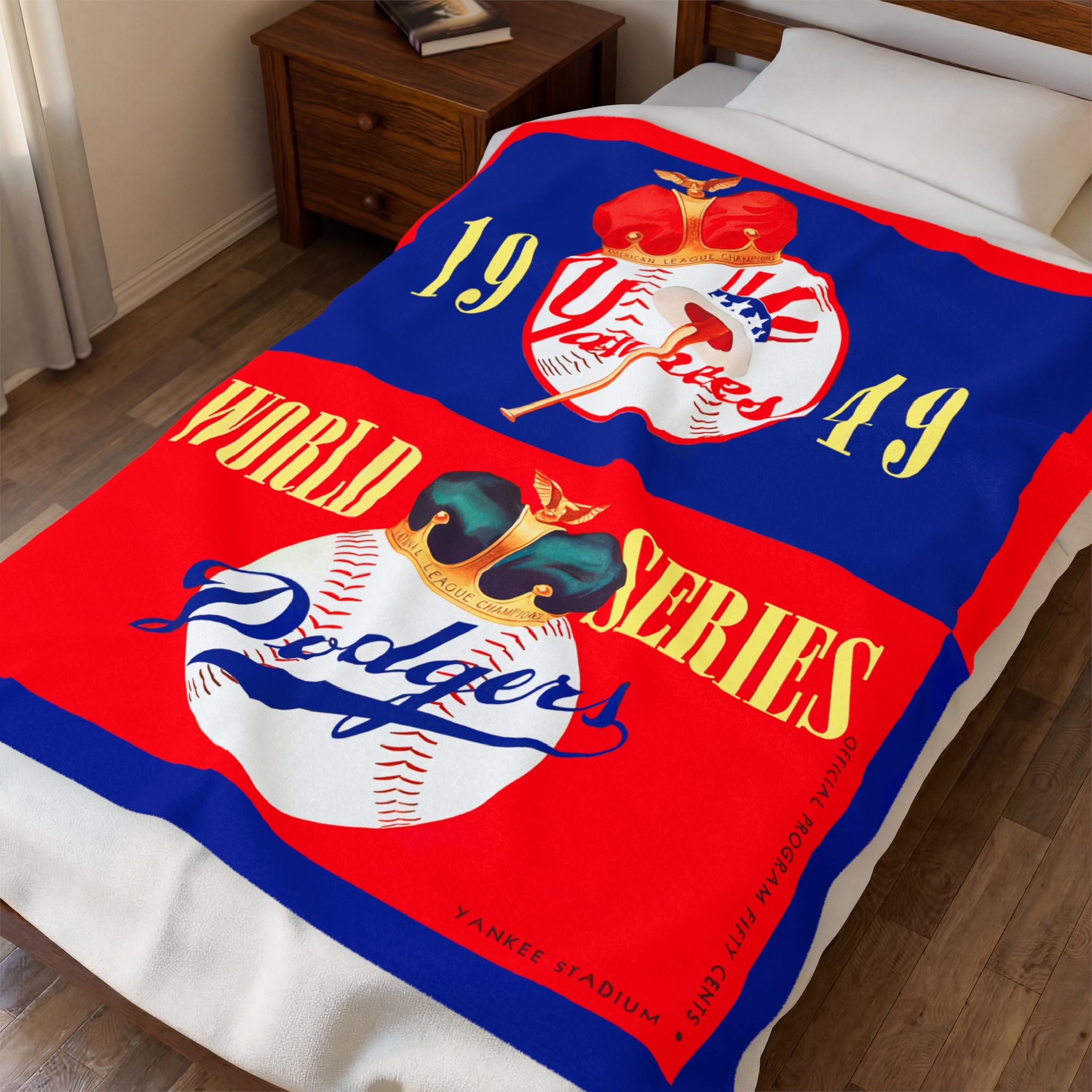 Throw Blanket 1949 Baseball World Series Dodgers Yankees Fan Gift, Stadium Game Night Decor, Cozy Sofa Couch Bedding, Vintage Sports