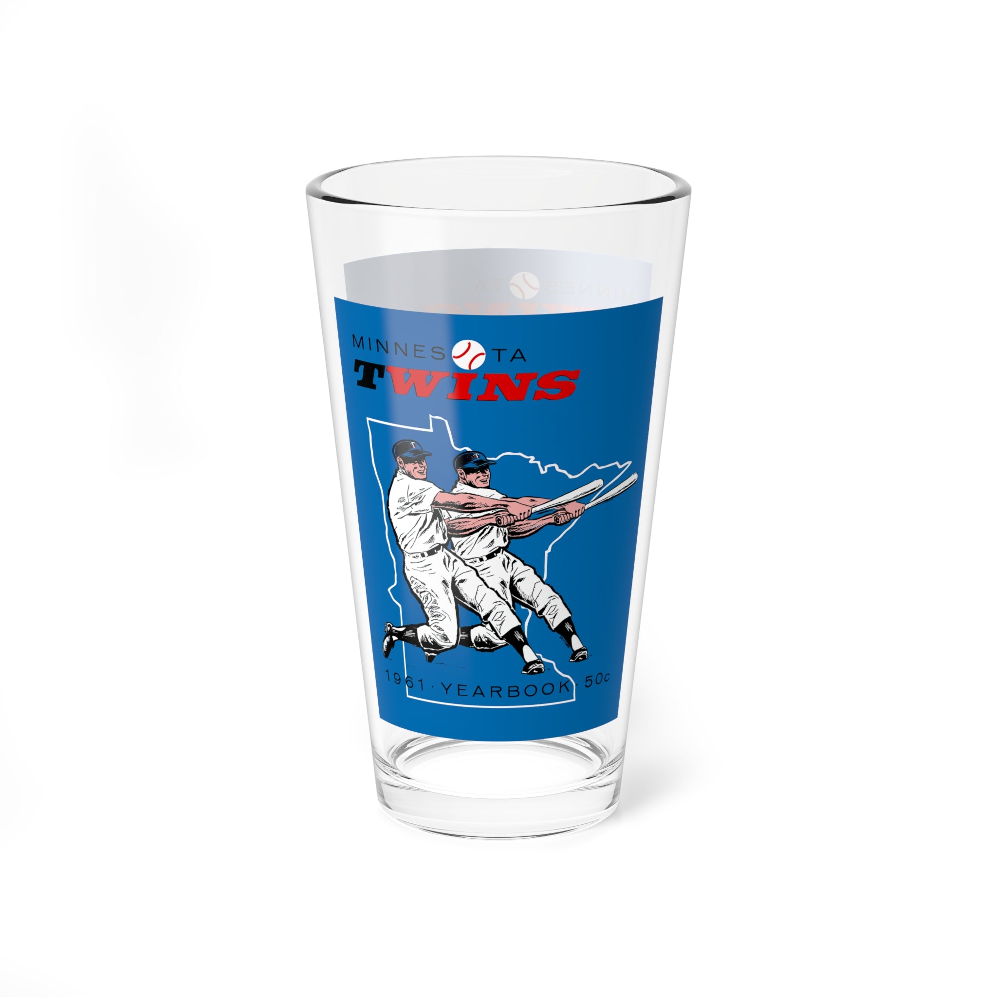 Mixing Glass, 16oz - 1961 Baseball Minnesota Twins. Vintage Barware, Sports Fan Gift, Baseball Collectible, Minnesota Twins Memorabilia,